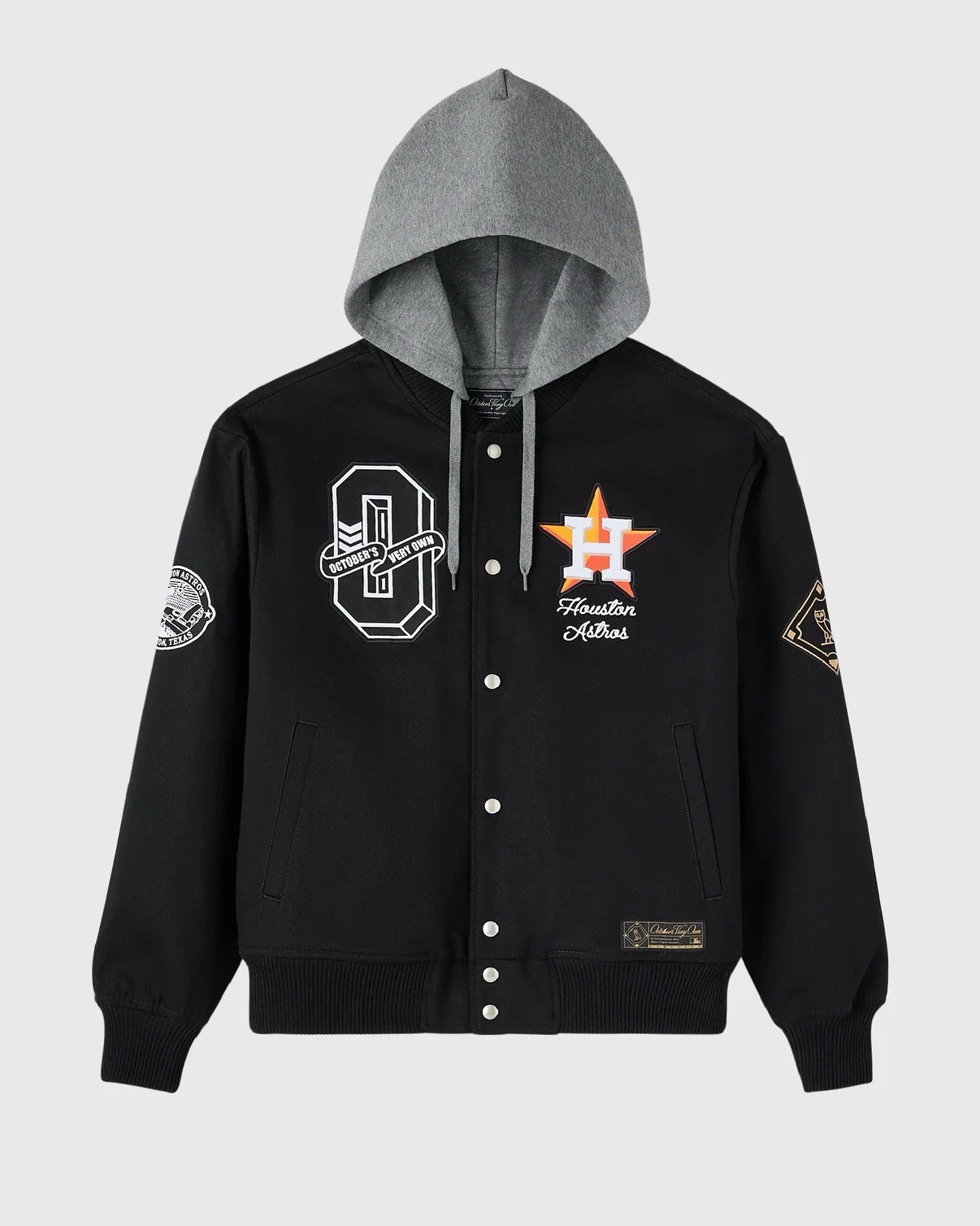 Houston Astros OVO x MLB Insulated Twill Full-Snap Bomber Jacket - Black Size M
