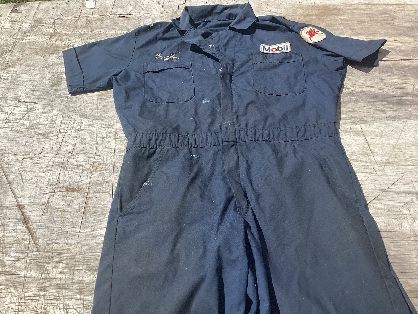 Vintage Mobil Gas Station Mechanic Cover-alls Boston Ave Mobil Bridgeport Ct