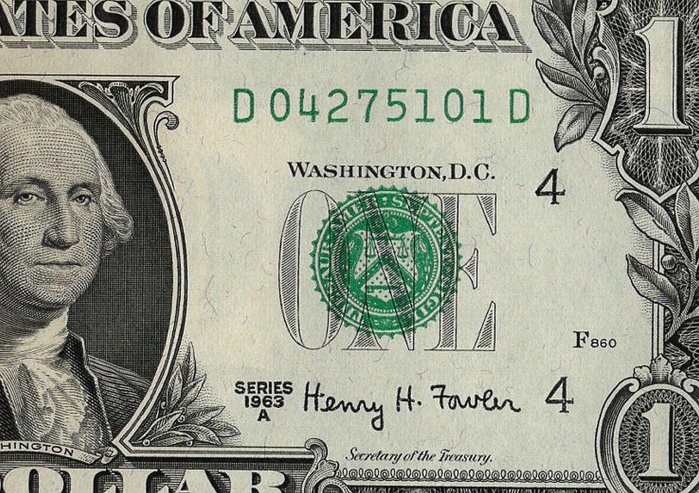 1963A $1 One Dollar Bill Federal Reserve Note Cleveland Uncirculated