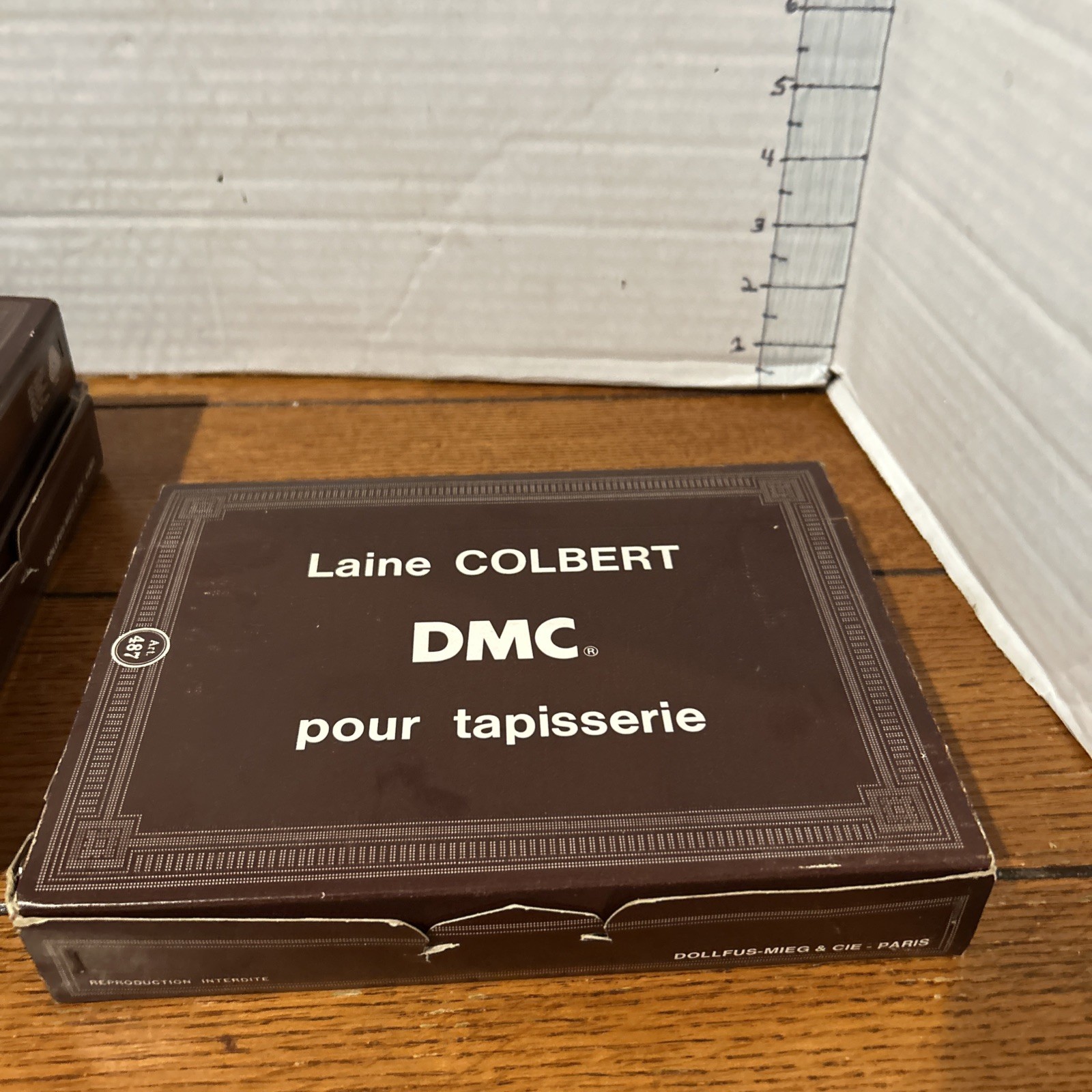 Vtg DMC Laine Colbert Large 20g Tapestry Wool Skeins Ecru Art 487 -7500 Box of 5