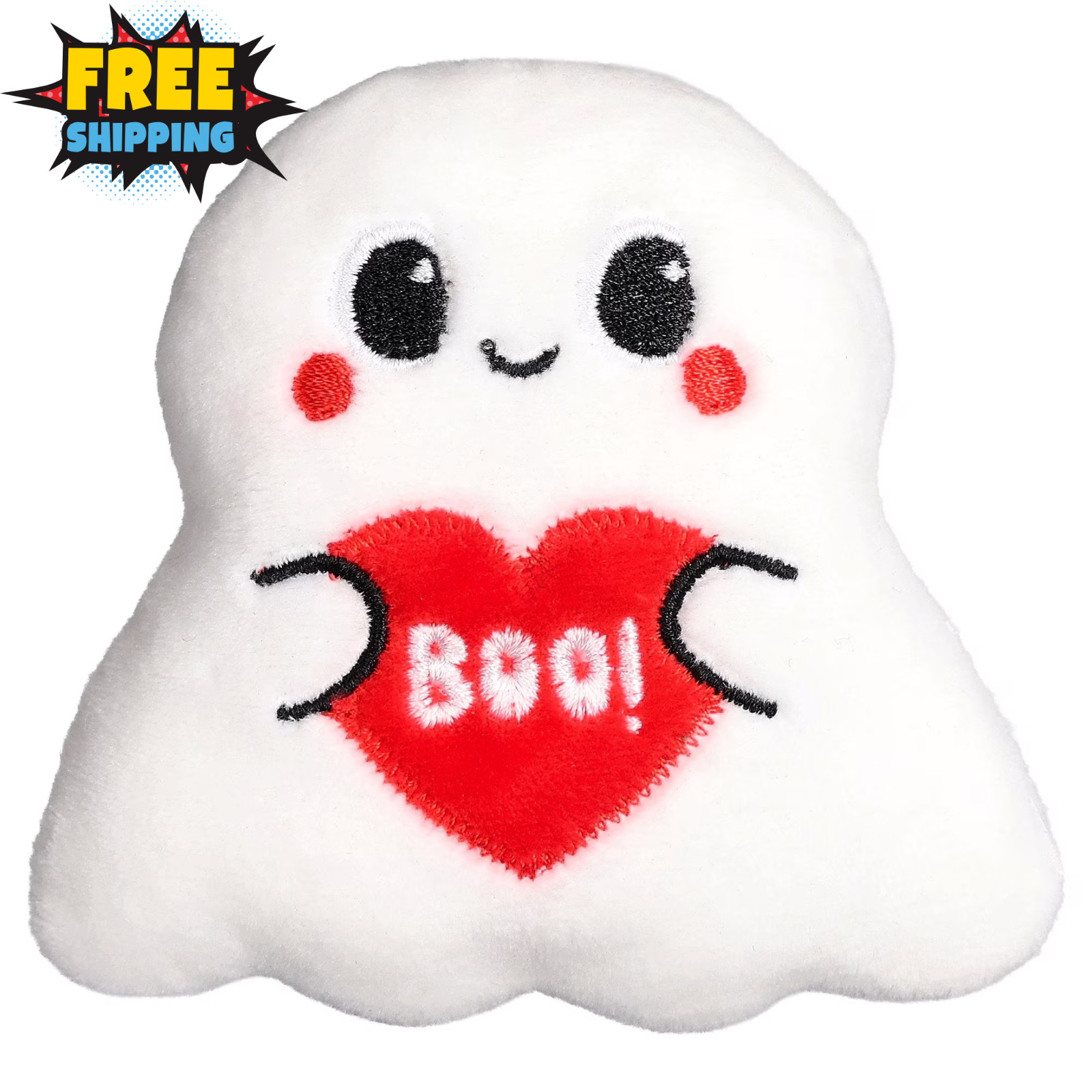 Way To Celebrate Halloween Mini Ghost Plush Red White Boo Heart 3.3\