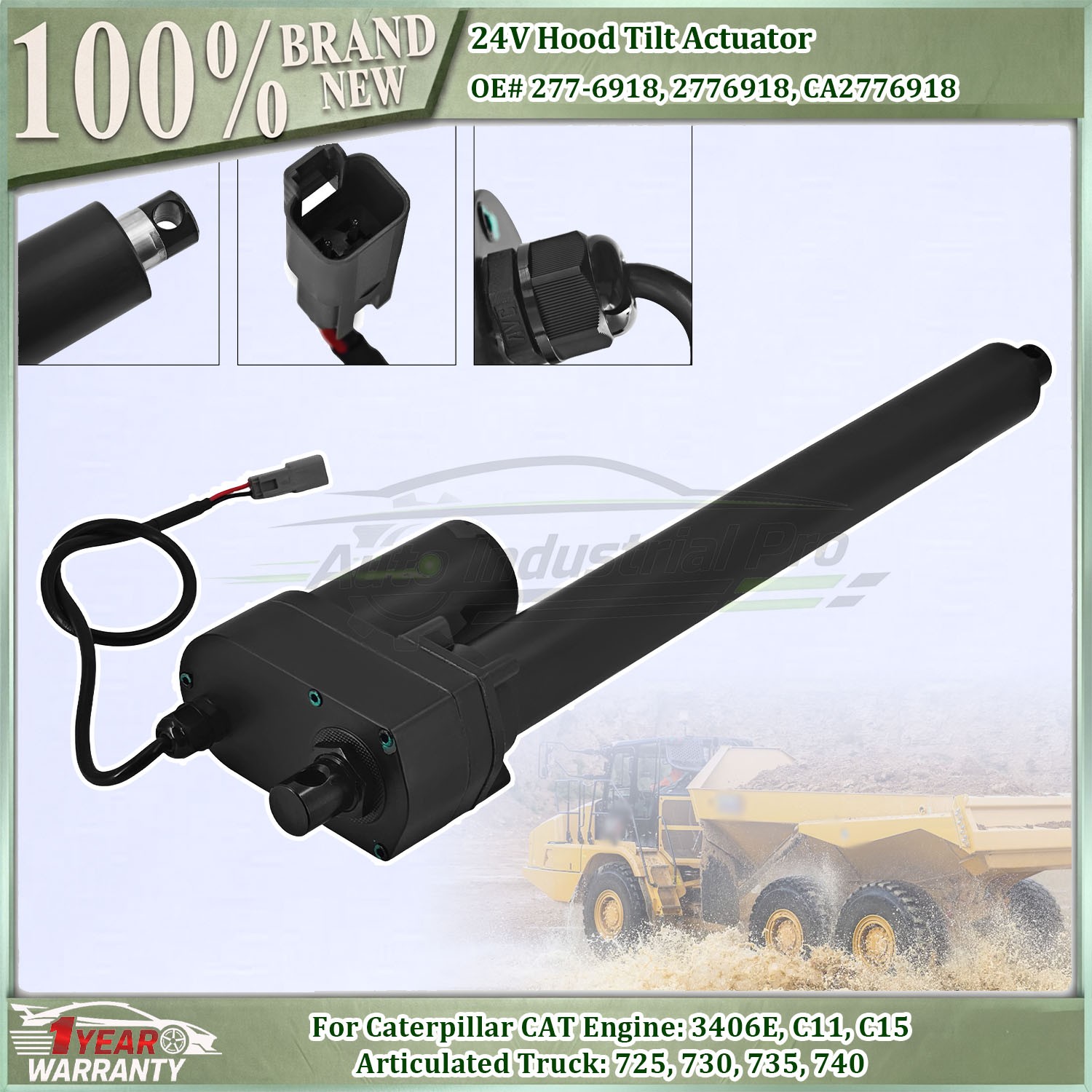NEW 24V Hood Tilt Actuator 277-6918 For Caterpillar CAT Engine 3406E C11 C15