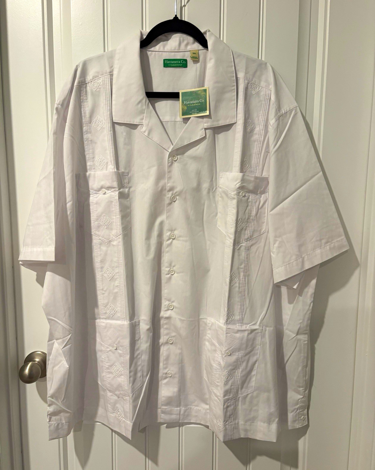 Havanera Co. by Cubavera White Guayabera Button-Front Shirt Pockets 4XL Havanera Co. by Cubavera White Guayabera Button-Front Shirt Pockets 4XL