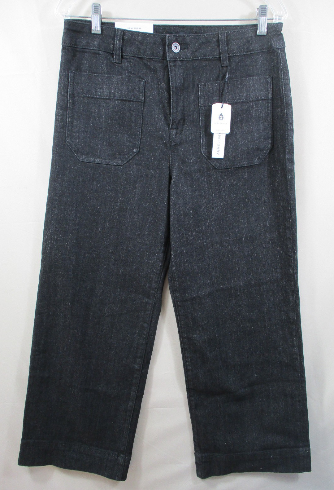 -NWT Sanctuary Marine Crop Standard Rise Wide Leg Women\'s Jeans Black Sz 30