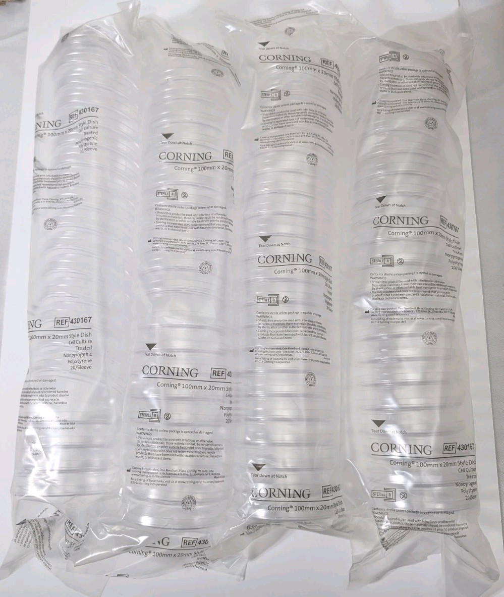 (4x) Corning REF 430167 100mm x 200mm Cell Culture Dish - 80 Total (4x) Corning REF 430167 100mm x 200mm Cell Culture Dish - 80 Total
