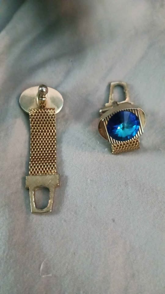 50\'s Vintage Yellow Gold Filled Blue Stone Cufflinks