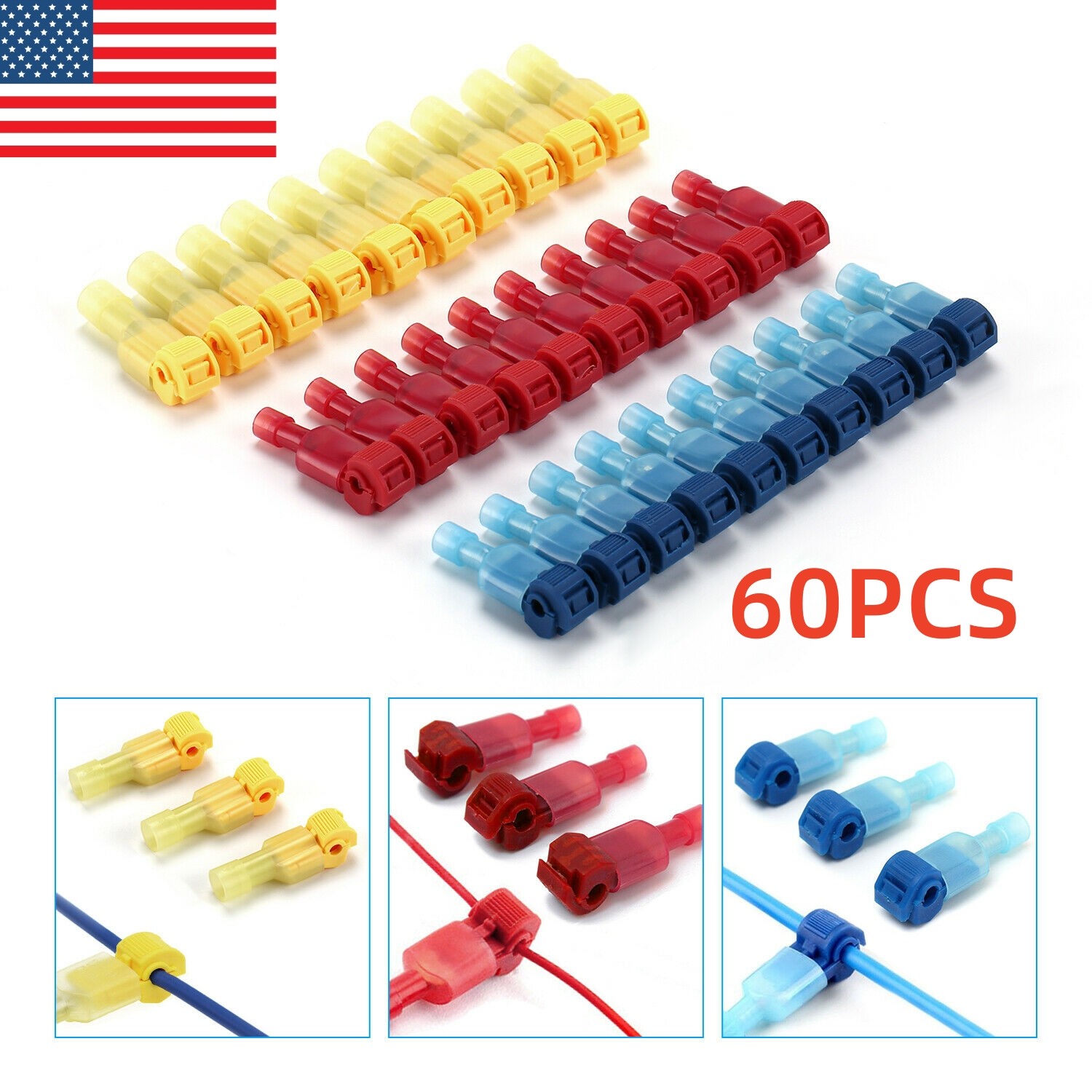 60/480Pcs Quick Disconnects Electrical Crimp Terminals Connector Assortment Set