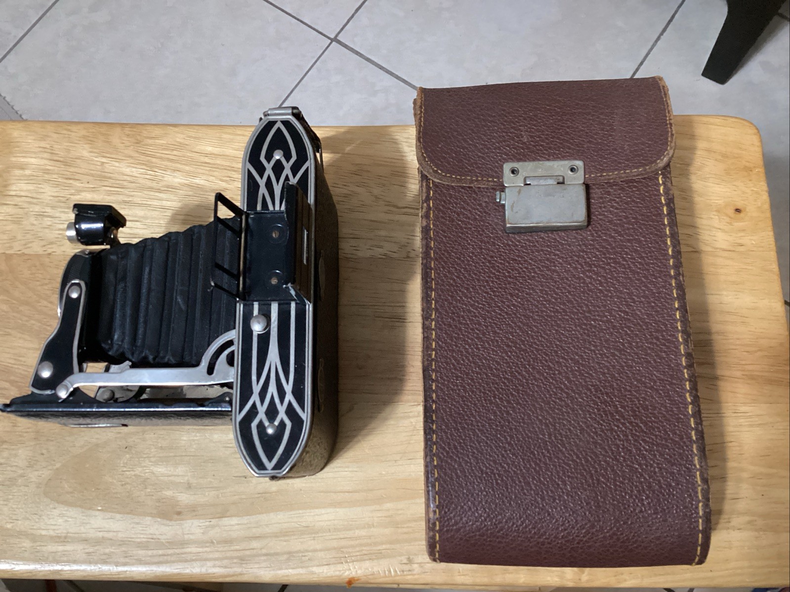 Vintage AGFA ANSCO PB 20 Tripar  ART DECO FOLDING CAMERA W CASE Rare