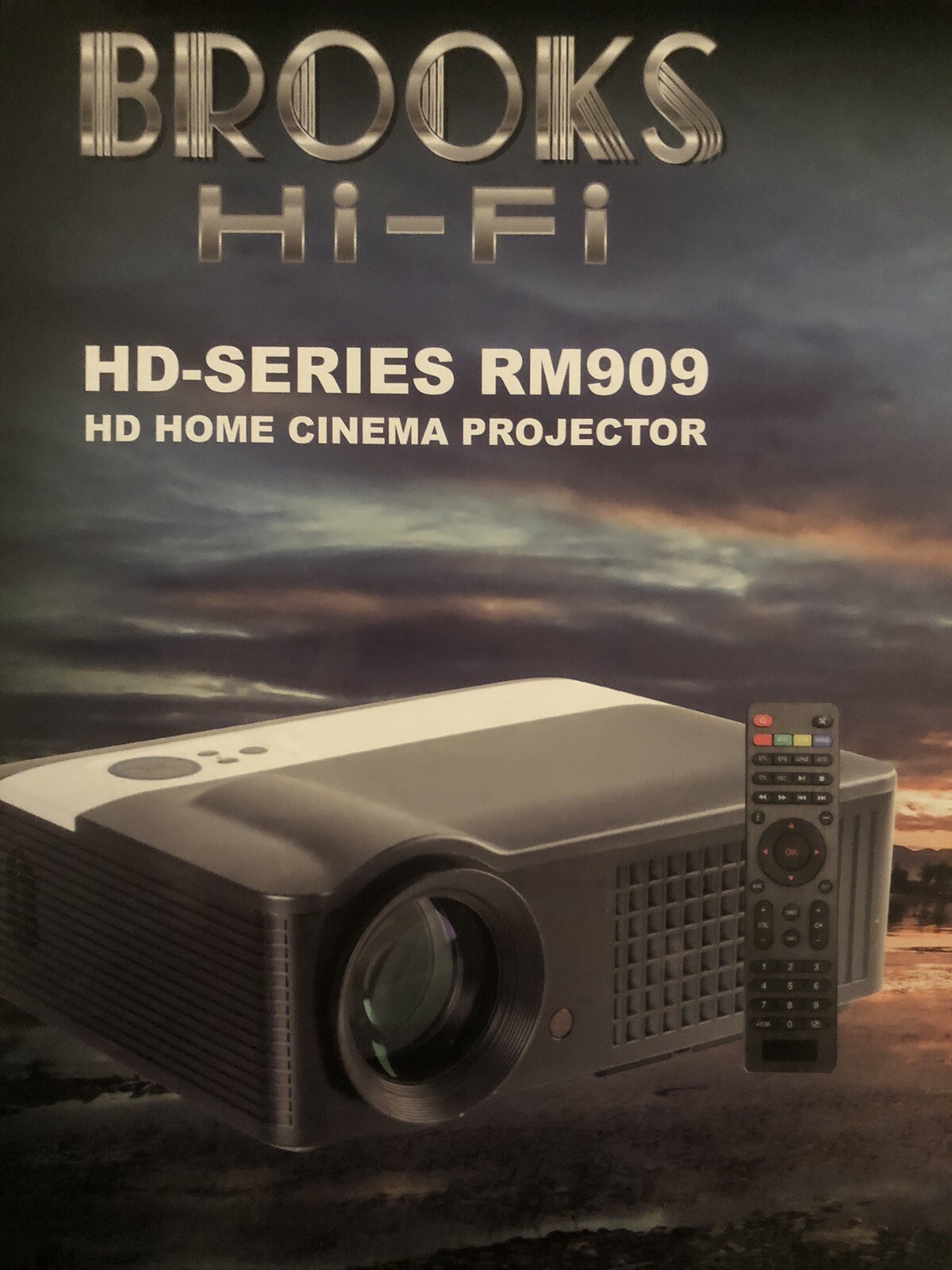 Brooks RM-909 HD 3D Compatible 4K-8K  (New) Home Theater Projector  W/Screen