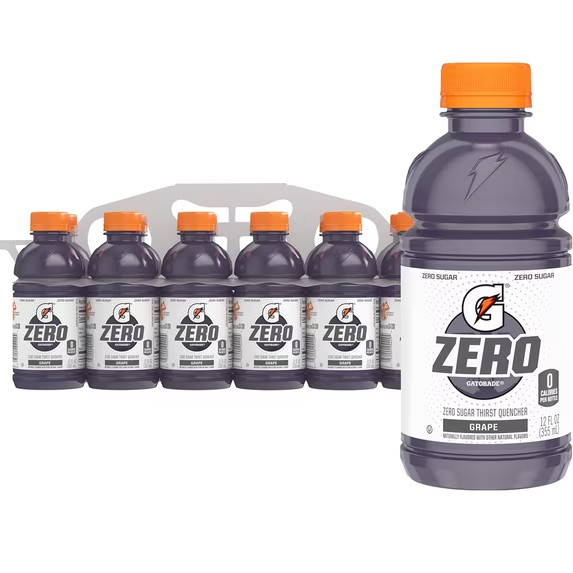 Gatorade Zero Sugar Thirst Quencher Grape Sports Drink, 12fl oz, 12 Count Bottle Gatorade Zero Sugar Thirst Quencher Grape Sports Drink, 12fl oz, 12 Count Bottle