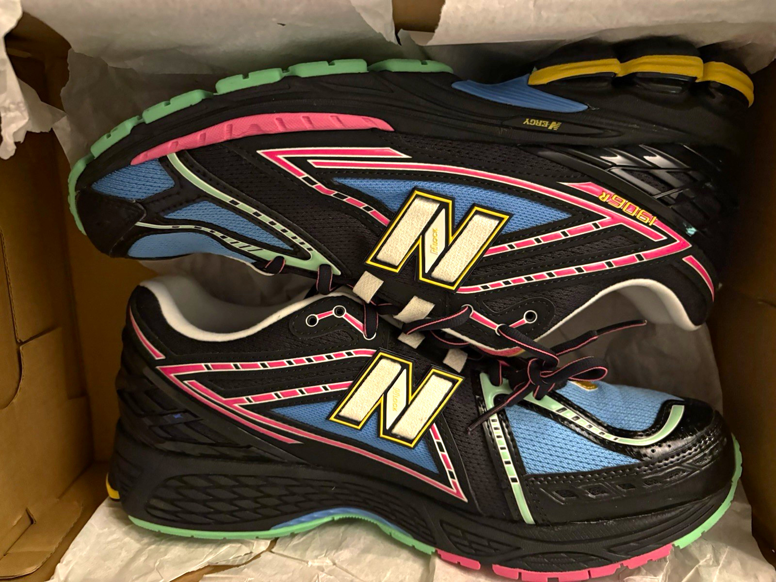 New Balance 1906 Men’s Low Top Lace-Up Colorblock Sneakers Black Blue Pink