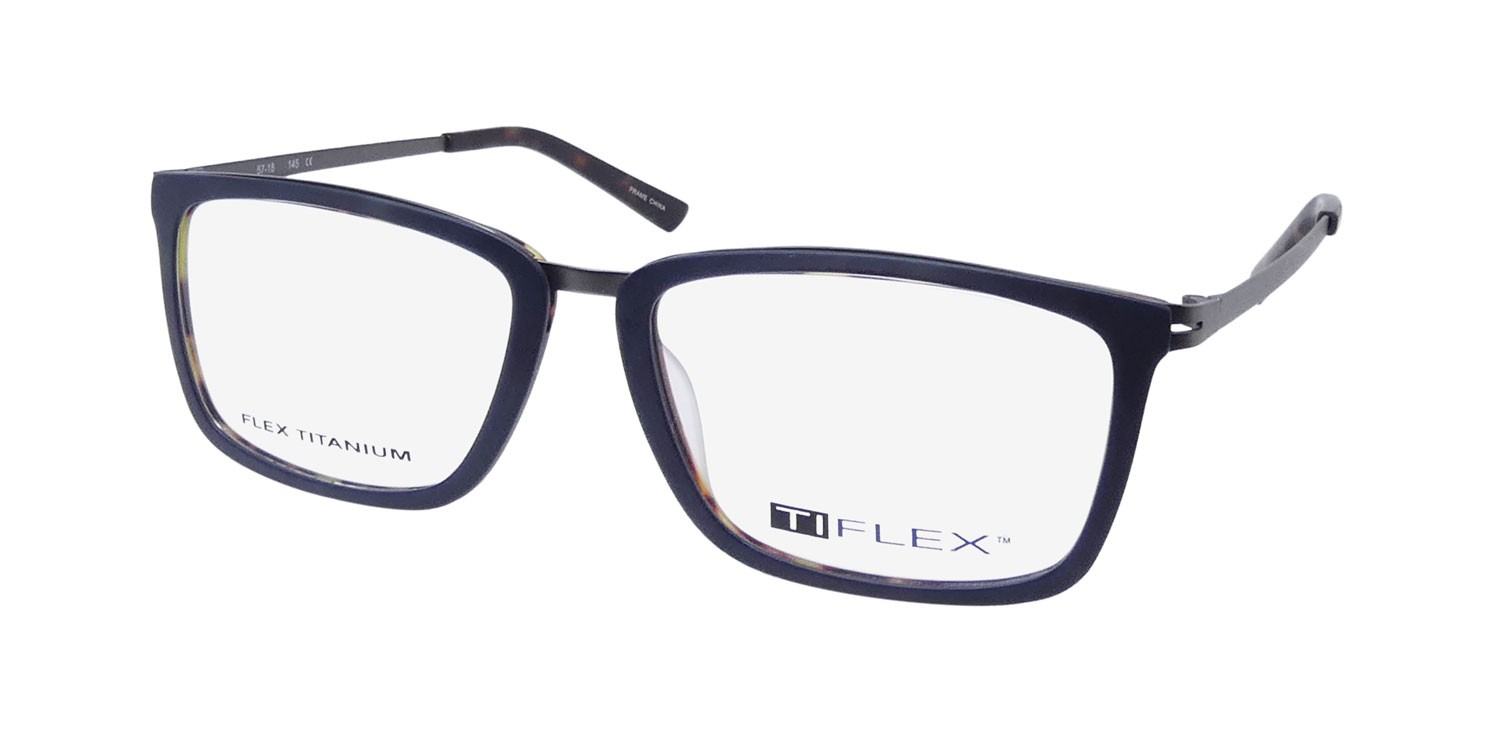 NEW TIFLEX 1772 EYEGLASSES BLUE 57-18-145 FULL-RIM TITANIUM MENS 414 RECTANGULAR