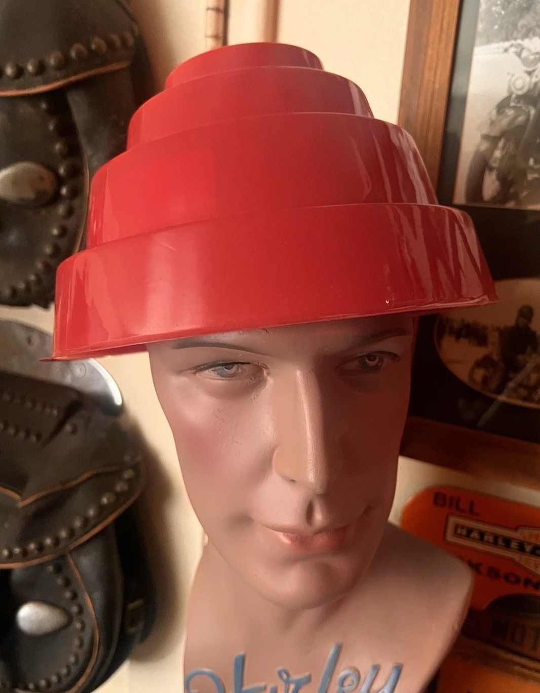 Official DEVO Energy Dome Hat Red Raised Logo Club Devo Concert New Wave Helmet