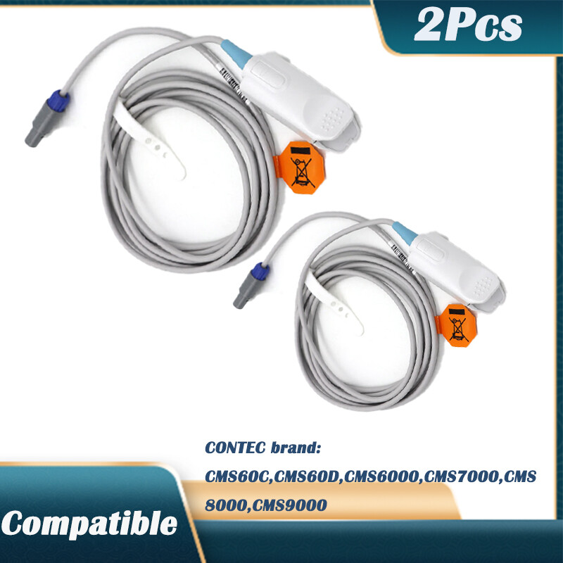 2Pcs Fit for CONTEC CMS6000/CMS7000 3m Adult SpO2 Probe For Pulse Oximeters 5Pin