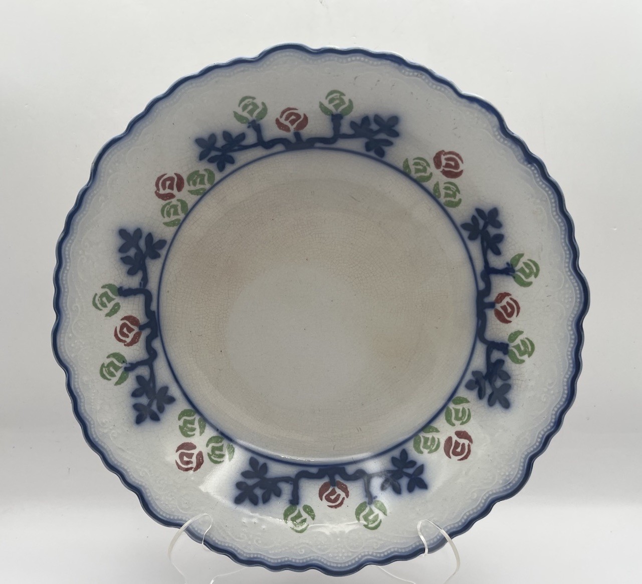Beautiful Antique Adam’s Ironstone Bowl Hand Painted Discolored Farmhouse