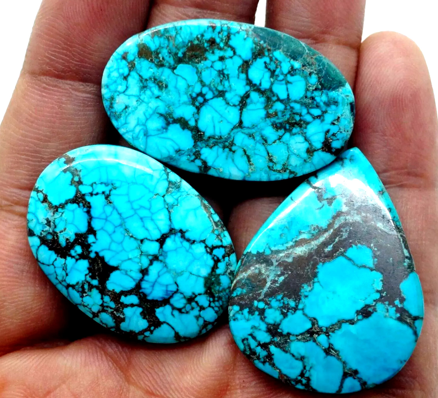 AAA 120 Ct Natural Spiderweb Blue Arizona Turquoise Lot Certified Loose Gemstone