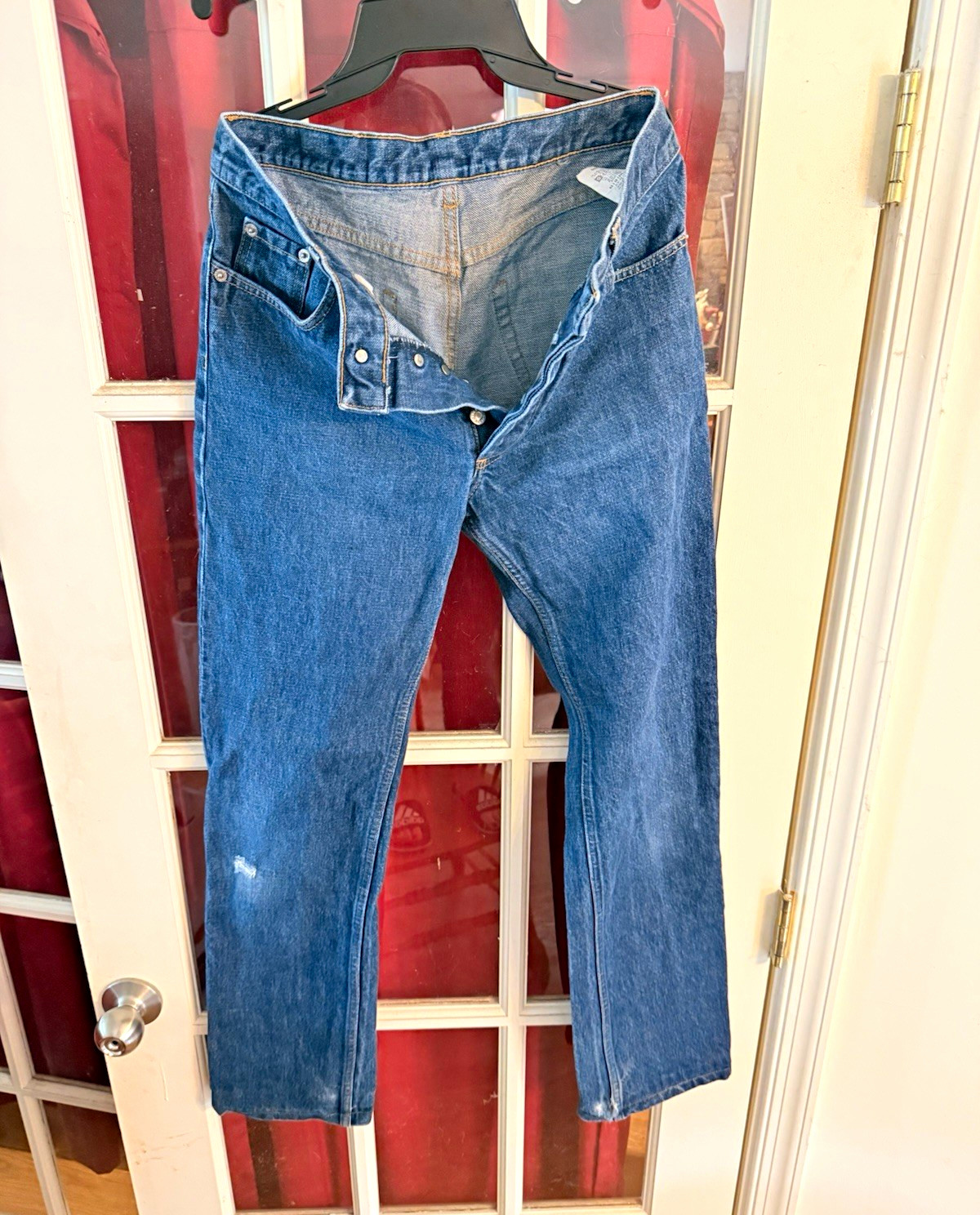 Helmut Lang  Blue Denim Straight Fit Button Fly Jeans Made in Italy