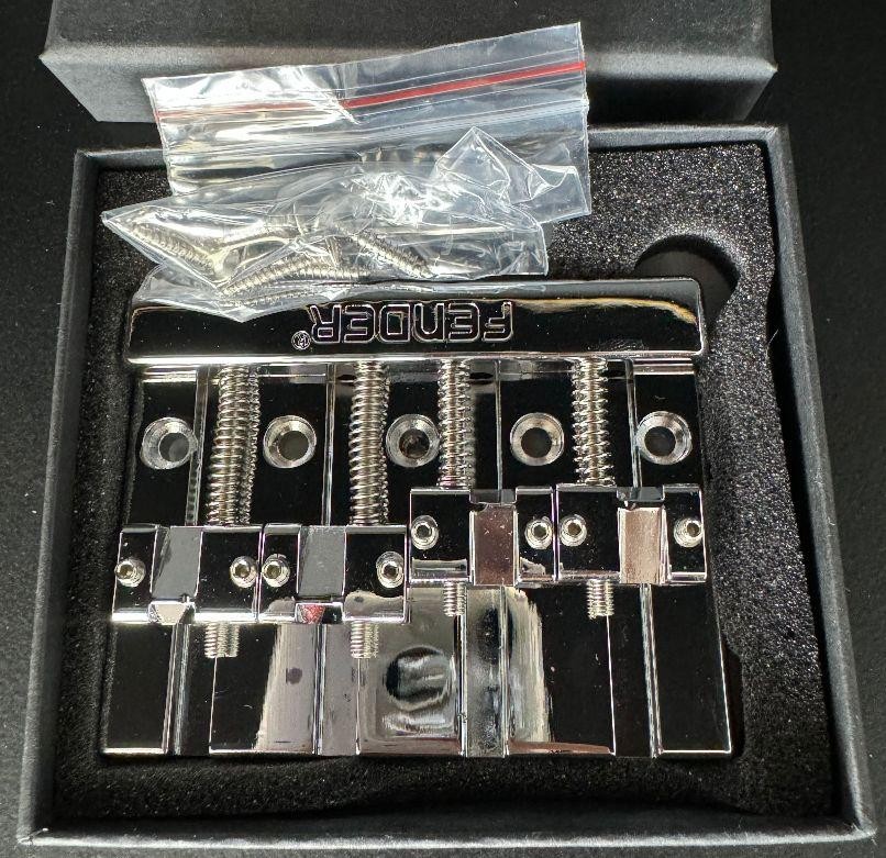 US Ship Fender 4 String Bass Bridge Hi‑Mass Chrome Assembly For Jazz Bass Guitar