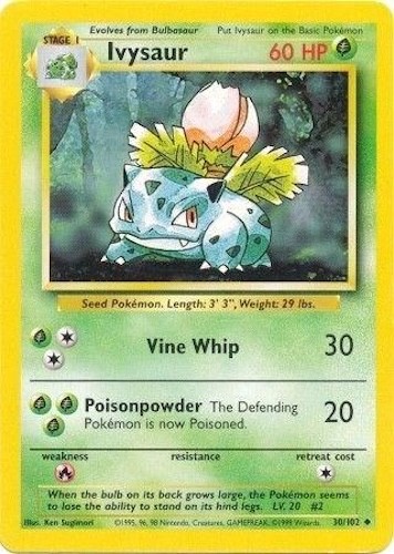 Pokémon TCG - Ivysaur - 30/102 - Uncommon Unlimited - Base Set [Lightly Played]