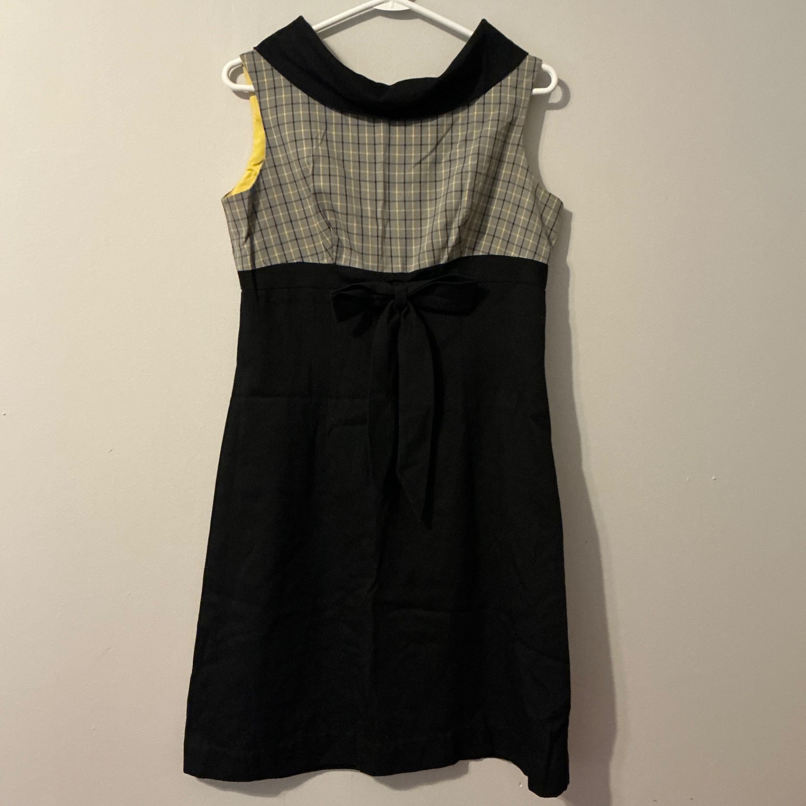  Vintage 1960s Handmade Plaid Dress Peter Pan Chelsea Collar Mod Rockabilly