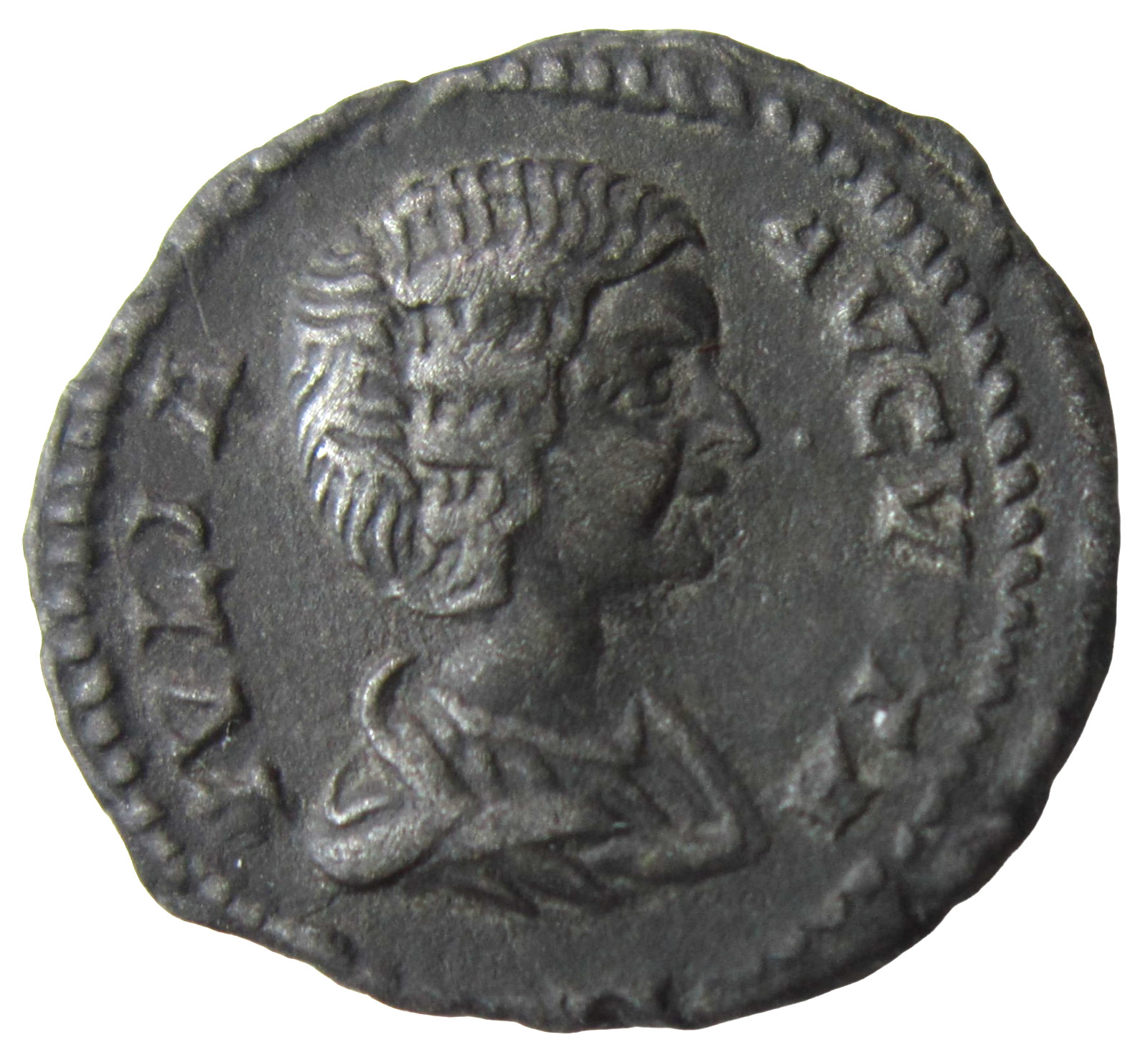 JULIA DOMNA, AUGUSTA, 193-217 AD. SILVER DENARIUS. LAODICEA MINT. JUNO REVERSE.