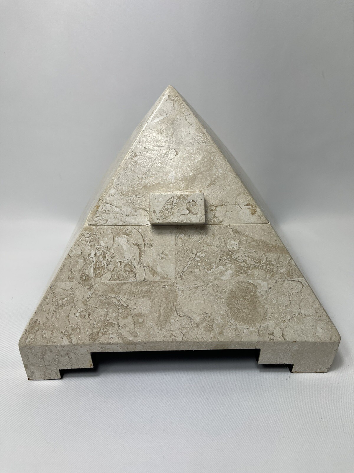VINTAGE RENOIR PYRAMID JEWELRY BOX TESSELLATED MARBLE POST MODERN MCM DESIGNER