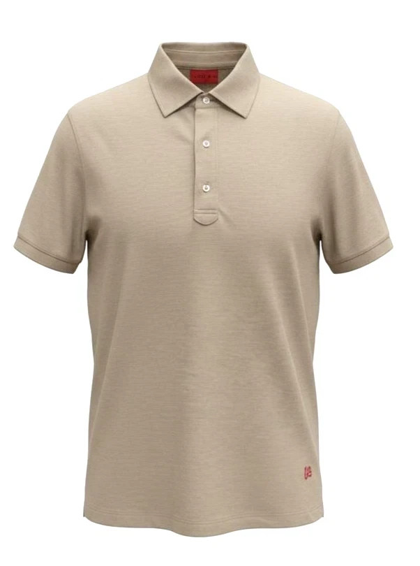 ISAIA NAPOLI 100% Cotton Short Sleeve Patch Polo Beige Size XL