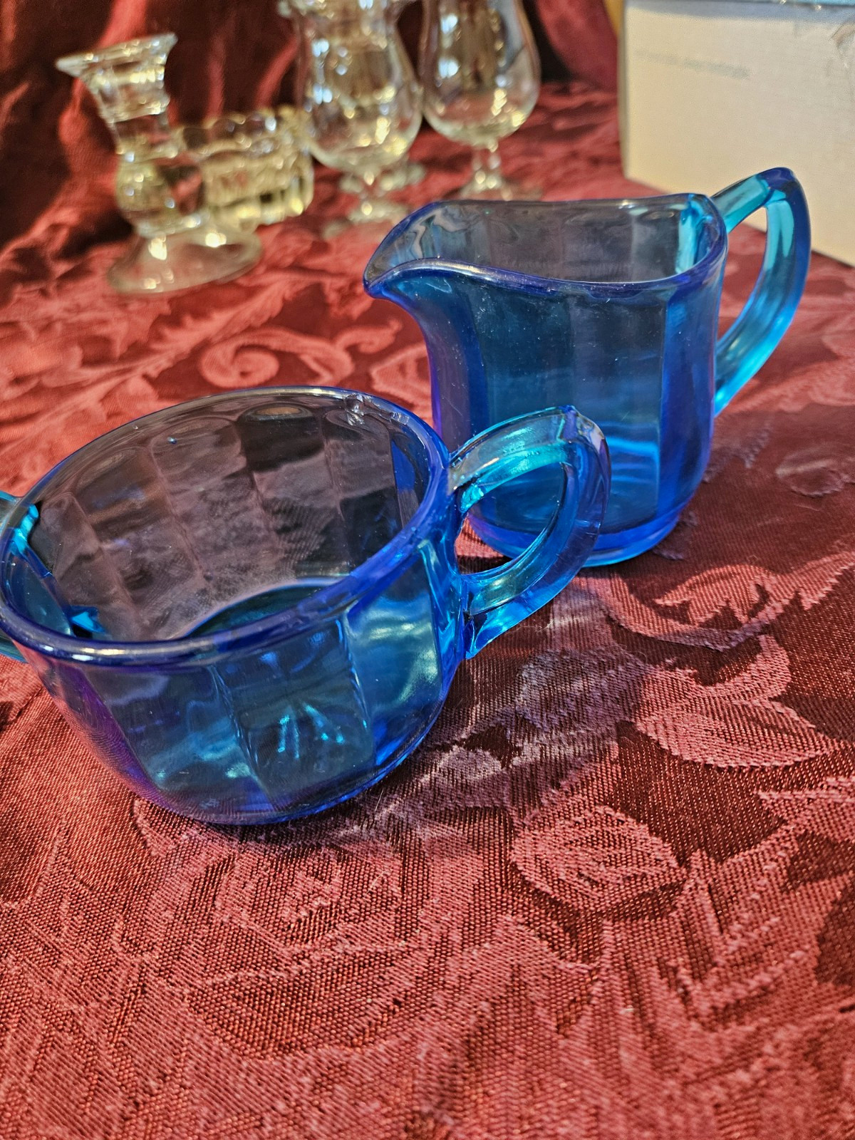 Lovely VTG Martinsville Glass Creamer And Sugar Set