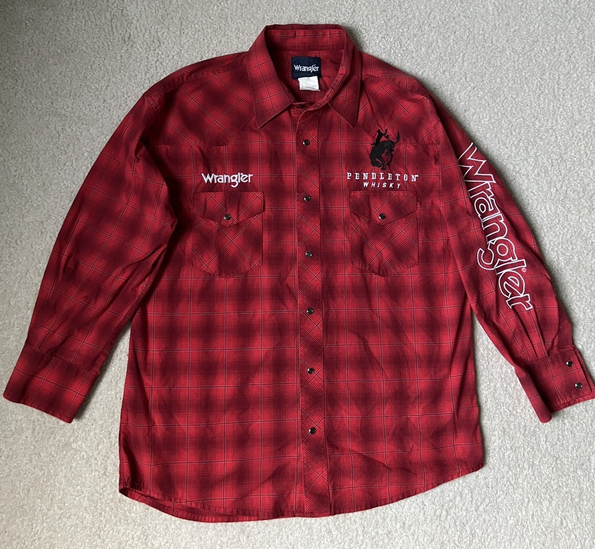 Wrangler Pendleton Whisky Let\'er Buck Shirt Men\'s Embroidered Rodeo Western Sz L Wrangler Pendleton Whisky Let\'er Buck Shirt Men\'s Embroidered Rodeo Western Sz L