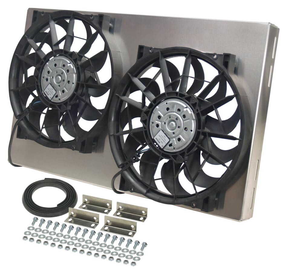 Derale High Output Dual 12\'\' Electric HO RAD Cooling Fan Aluminum Shroud Kit