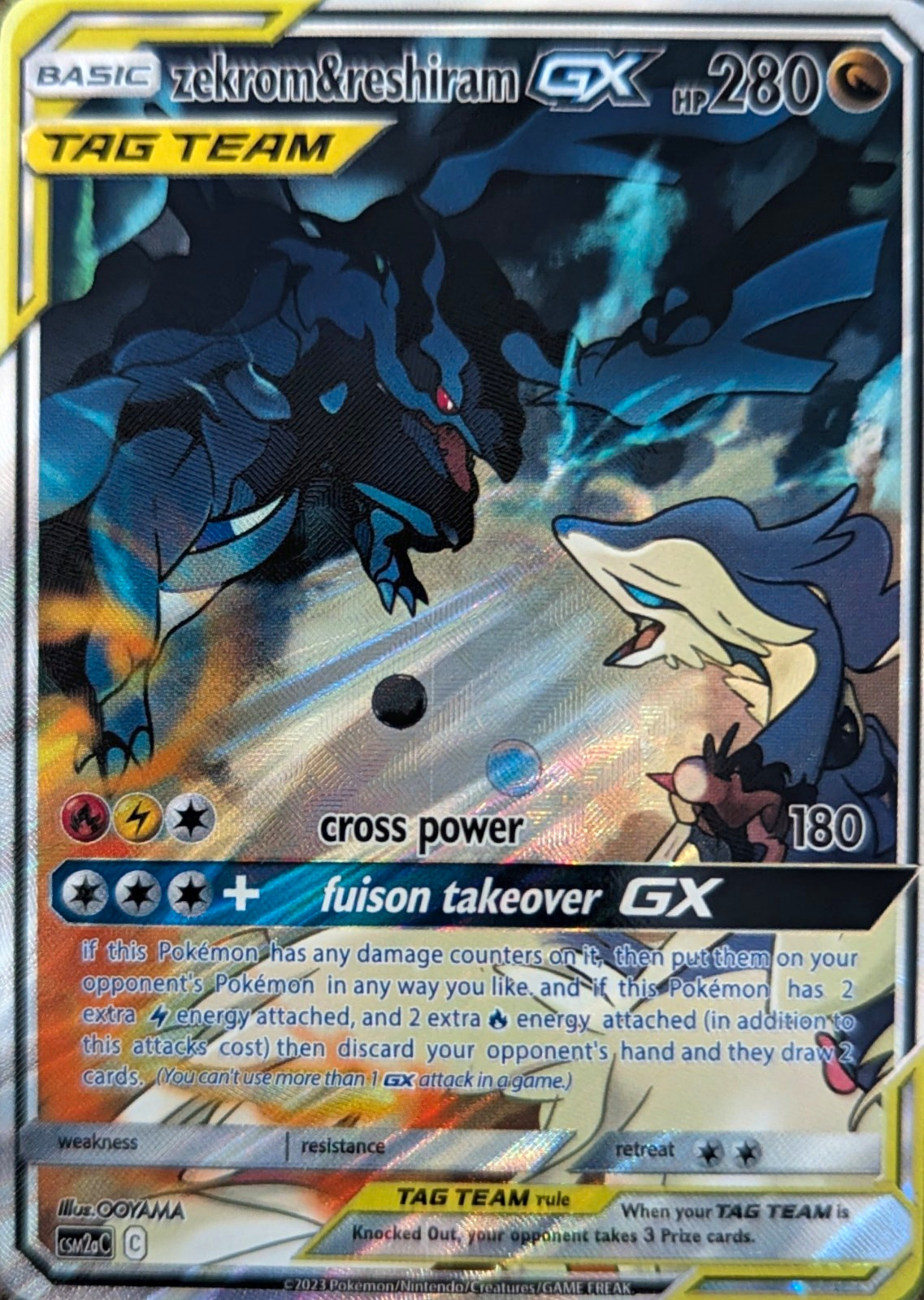Reshiram & Zekrom GX 222/236 Cosmic Eclipse Holo Full Art