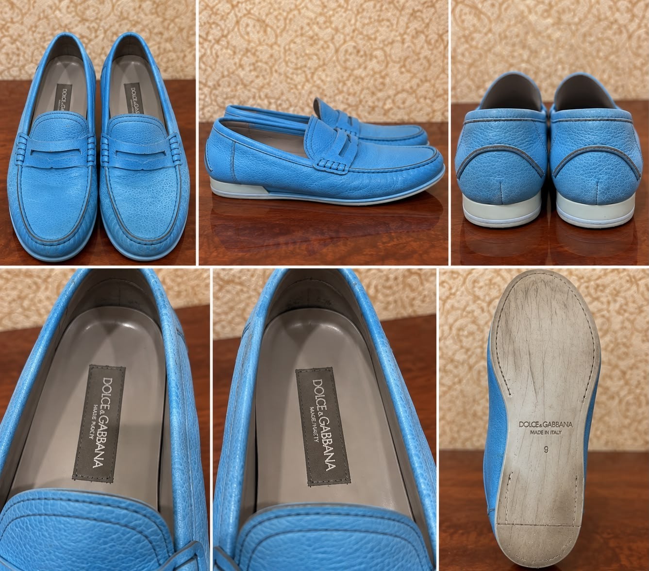 Dolce & Gabbana Men’s Blue Leather Loafers