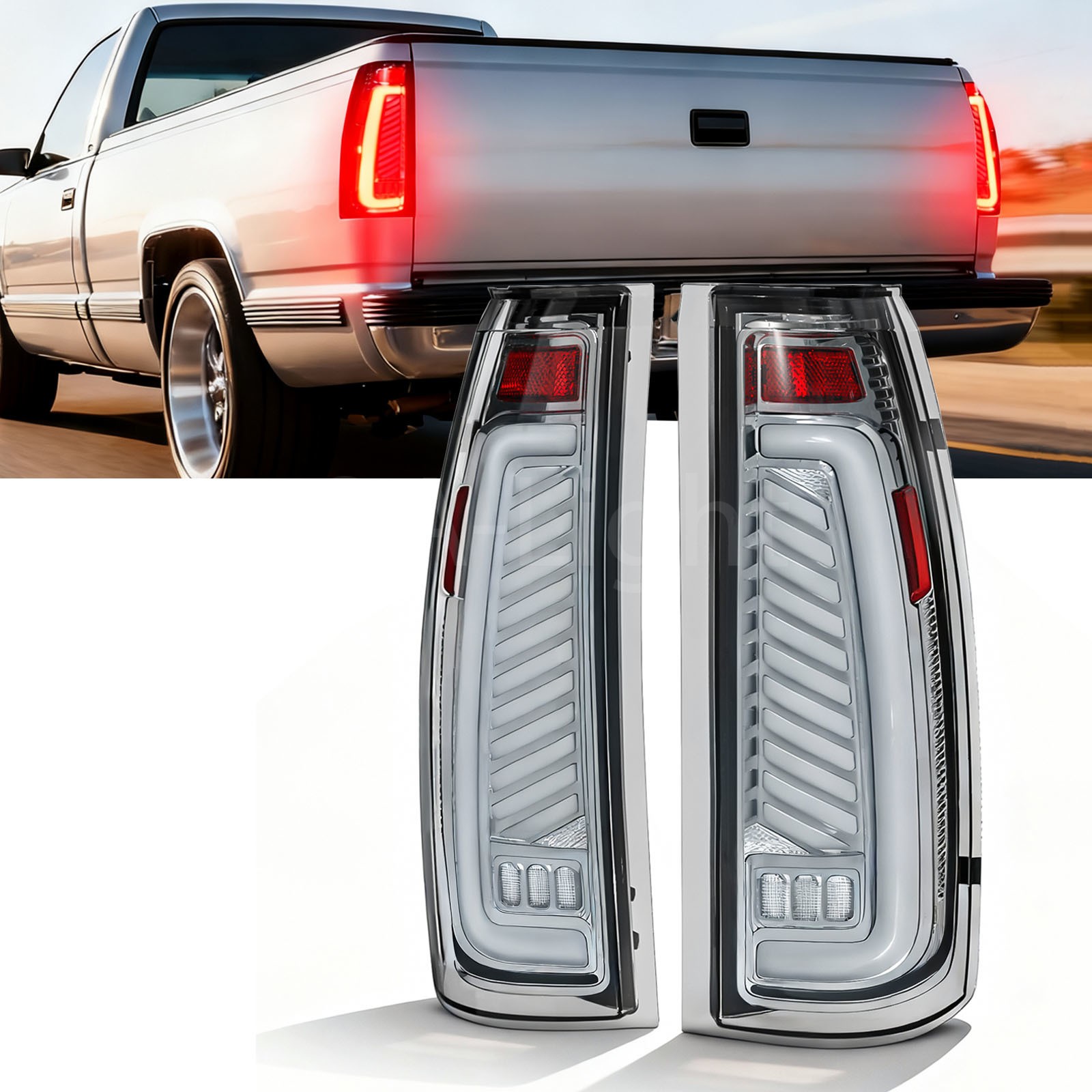 For1988-99 Chevy GMC C/K Silverado Tahoe Sierra Yukon LED Tail Light Transparent