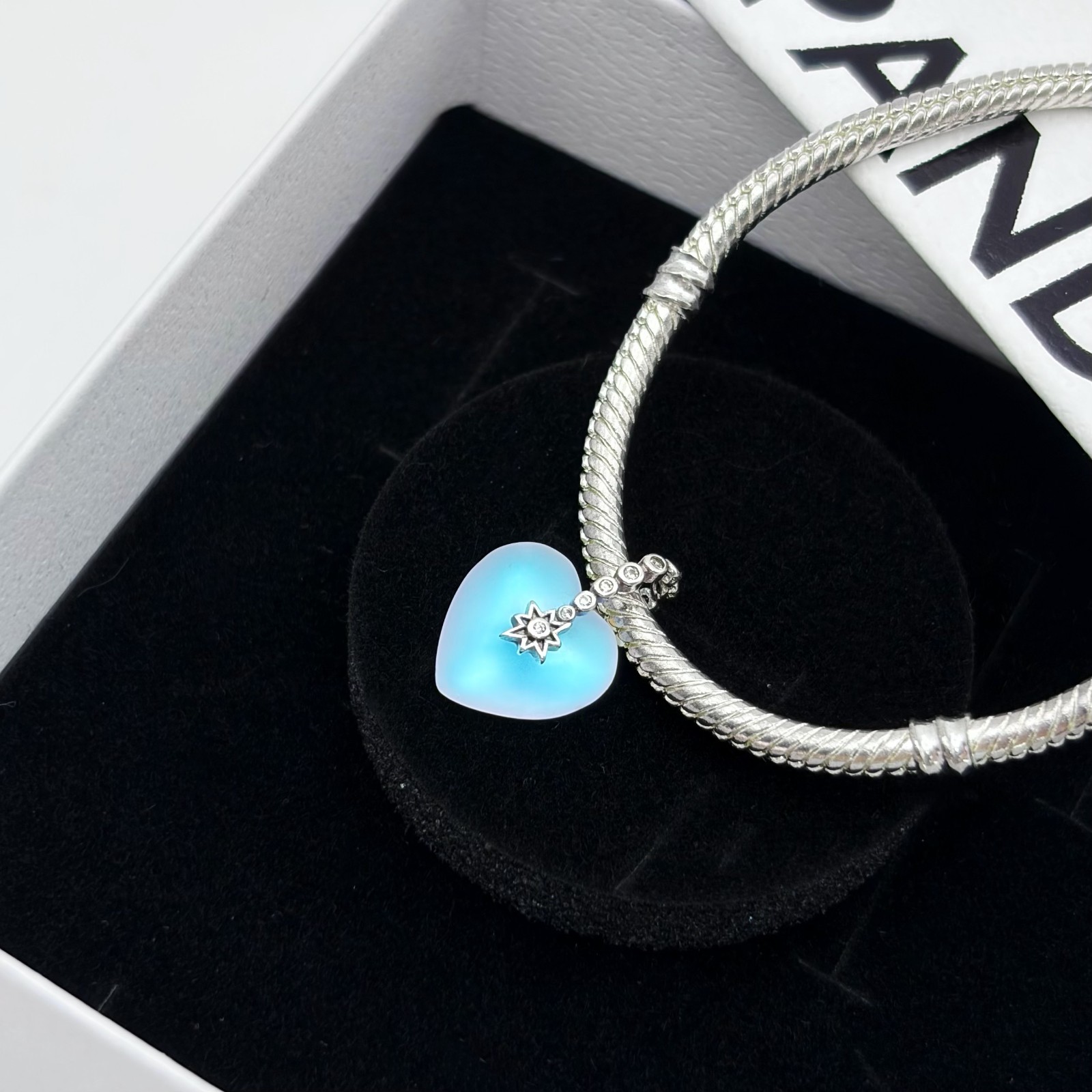 100% NEW PANDORA 794143C01 Moonstone Shooting Star Heart Charm