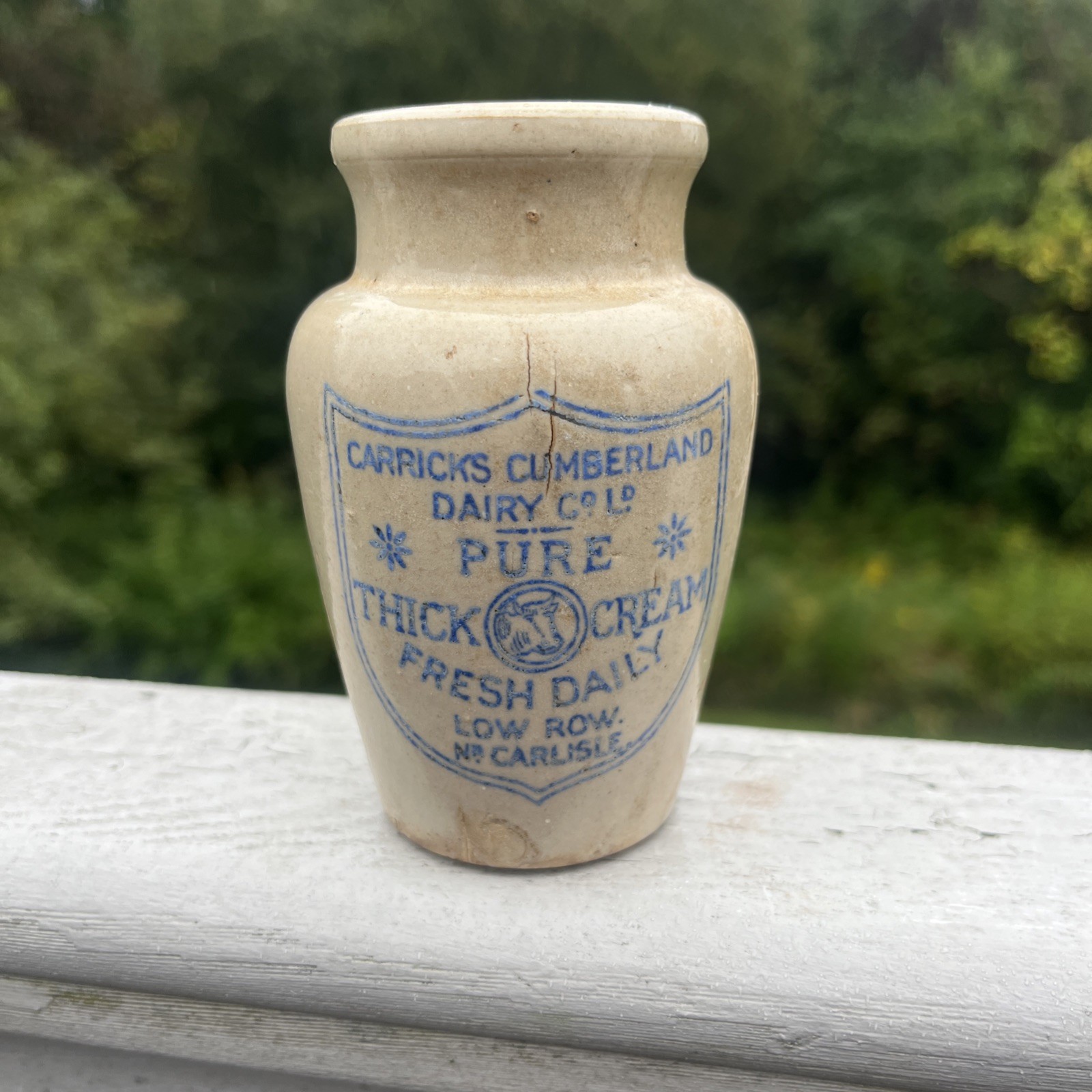 Vintage Stoneware Cream Jar Carricks Cumberland Dairy Co Ltd. Carlisle England