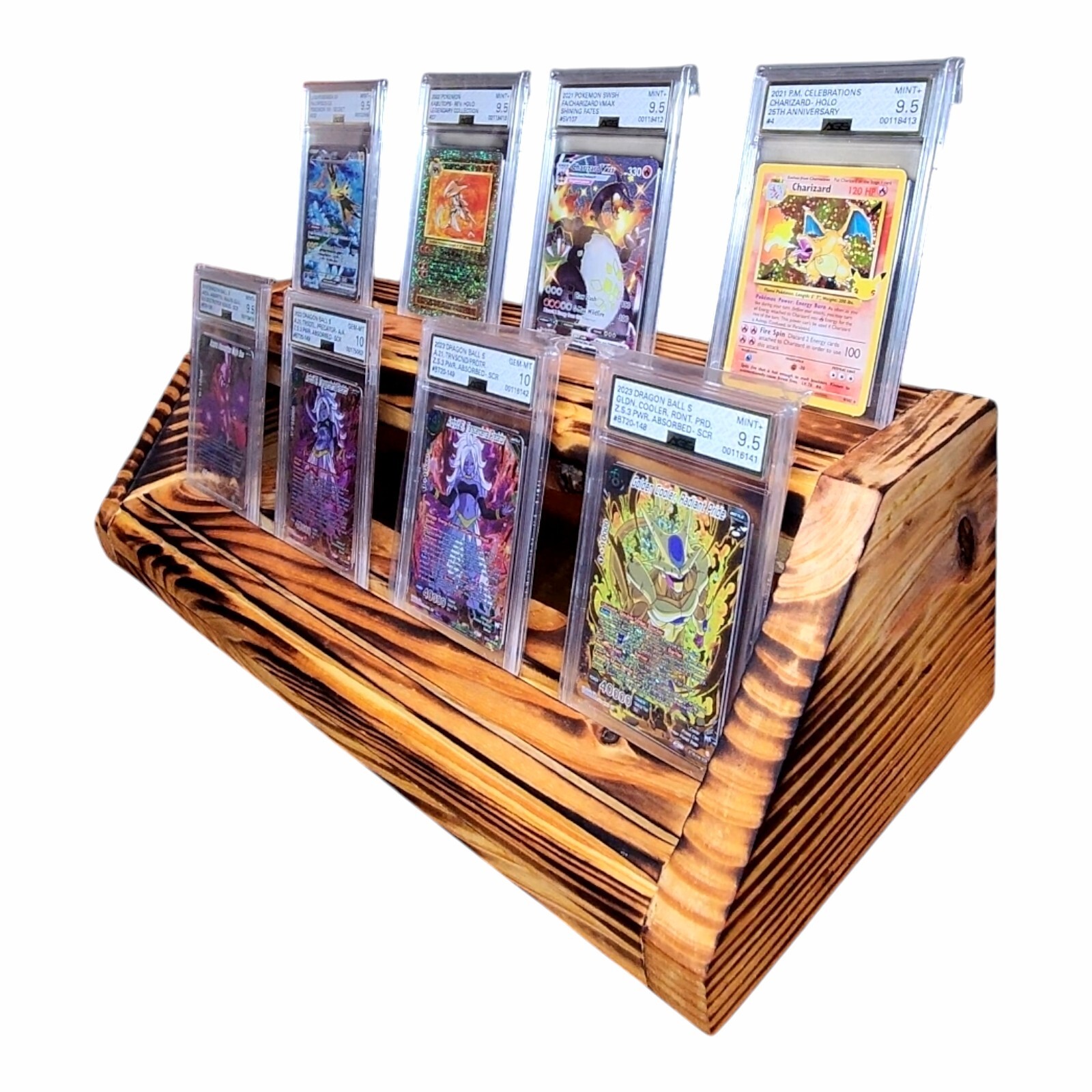 Graded card/toploader display stand 2-tier, Holds Up To 8 Graded Slabs, PSA,SGC