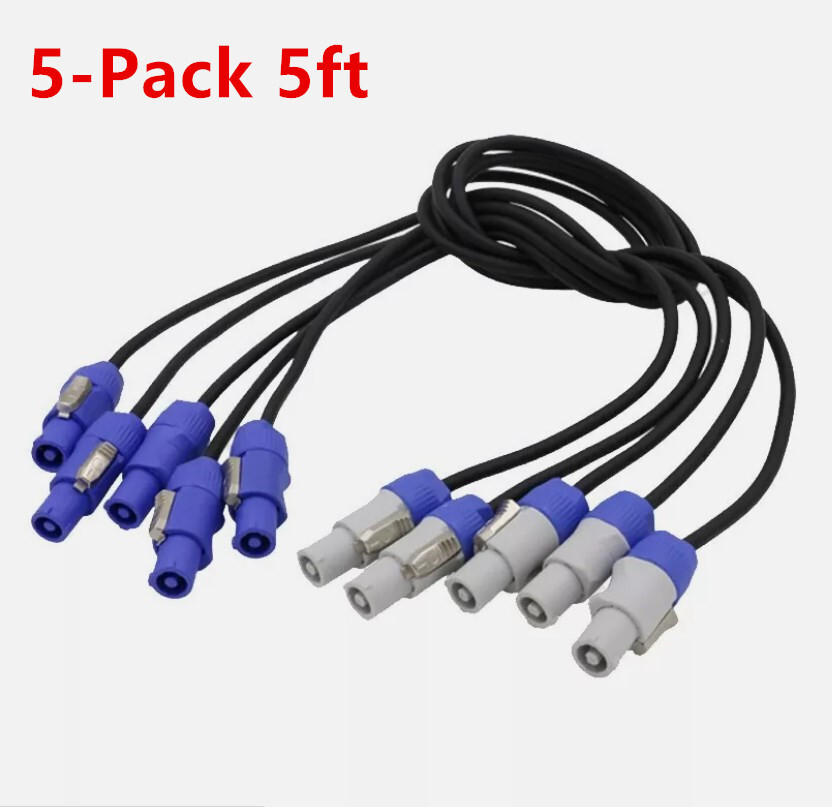 5-Pack 5ft Powercon Extended Cable Power Plug Male to Female for Stage Lighting 5-Pack 5ft Powercon Extended Cable Power Plug Male to Female for Stage Lighting