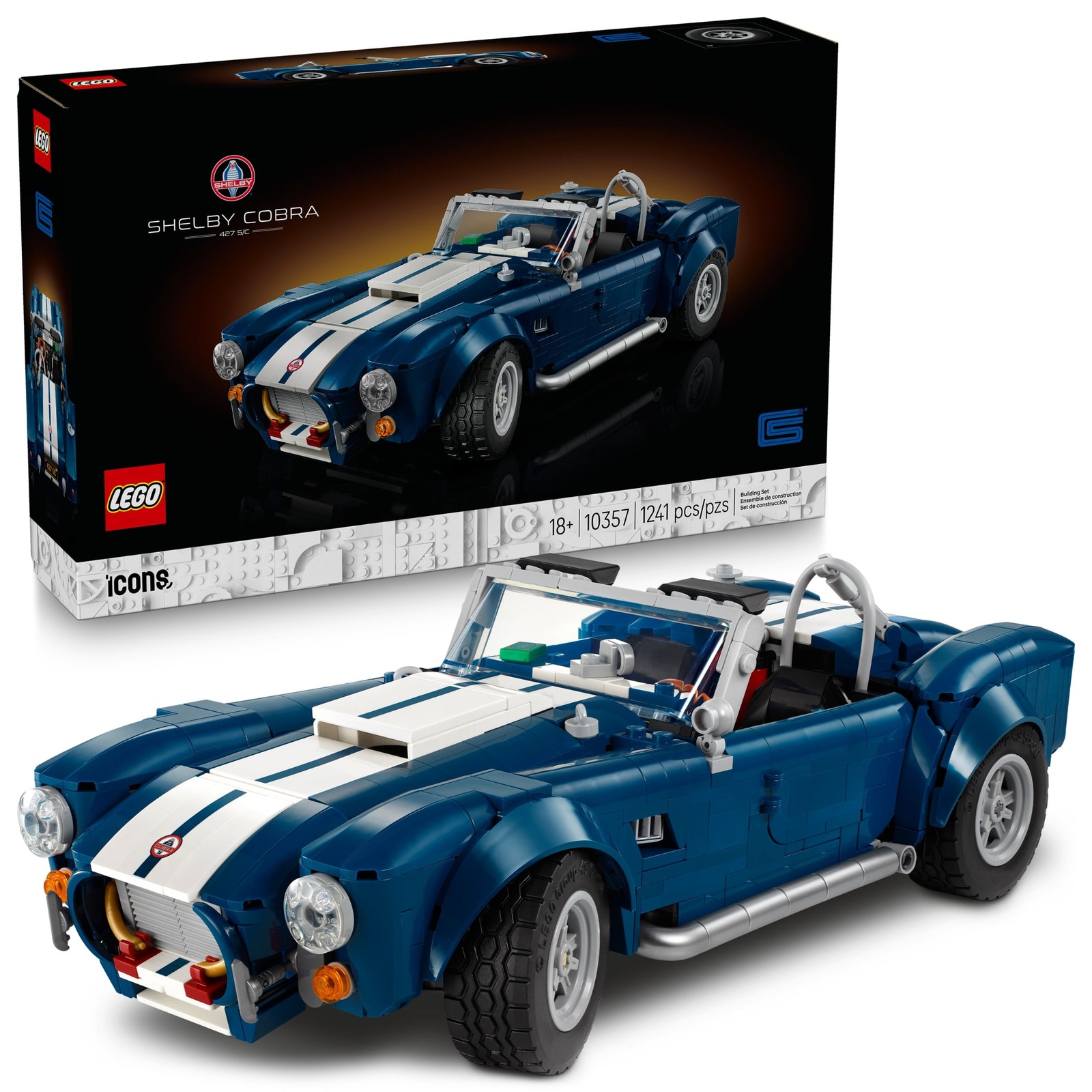 LEGO Icons Shelby Cobra 427 S/C Building Set, 1241 Pieces, Multicolor,