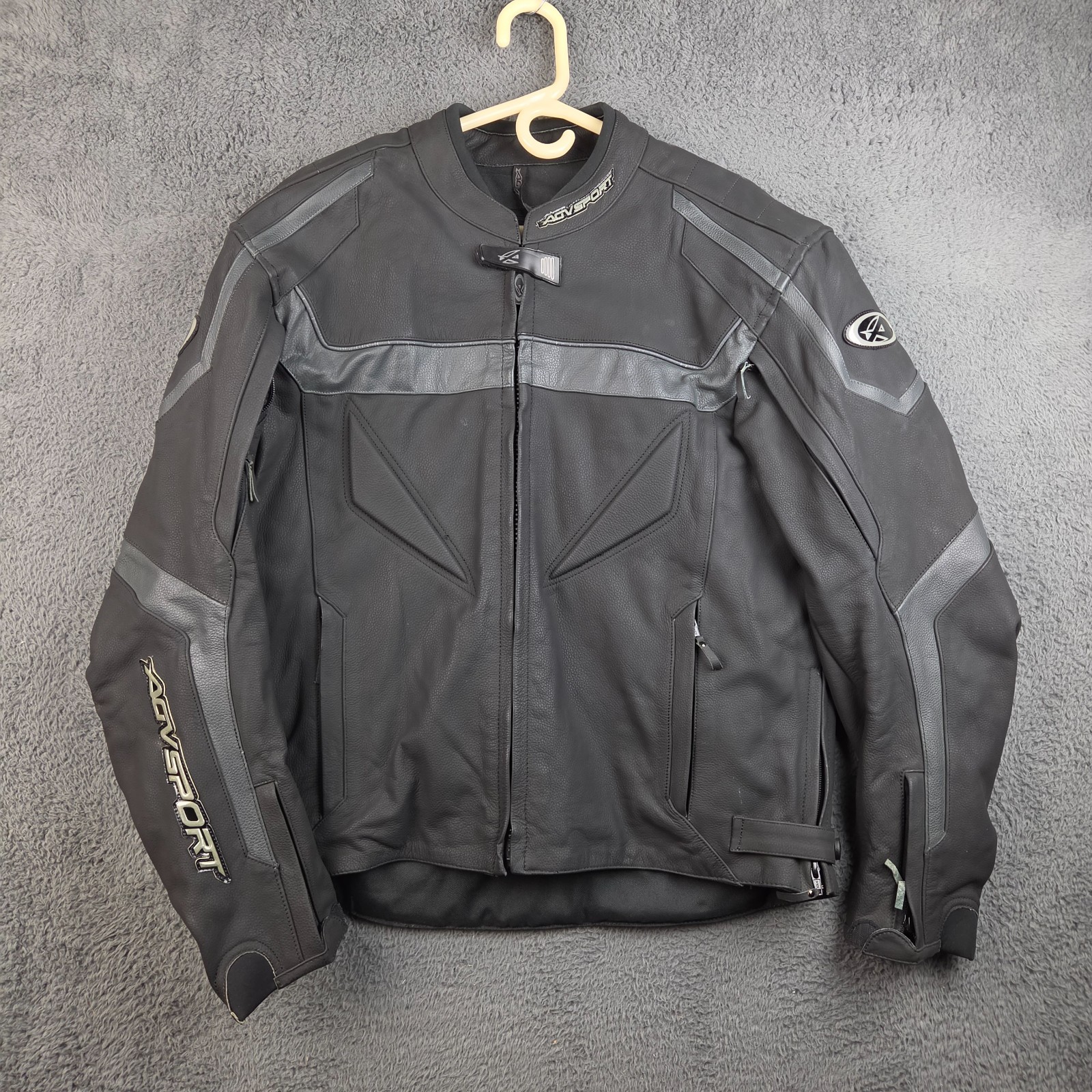 AGV Sport Motorcycles Leather Jacket Men's 46 Biker Black Riding Armor
