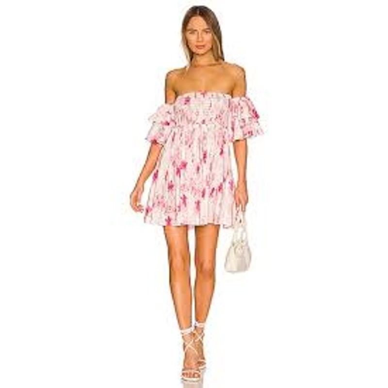 MISA Los Angeles Dina Abstract Floral Smocked Mini Dress 🌸 Sz M, NWT