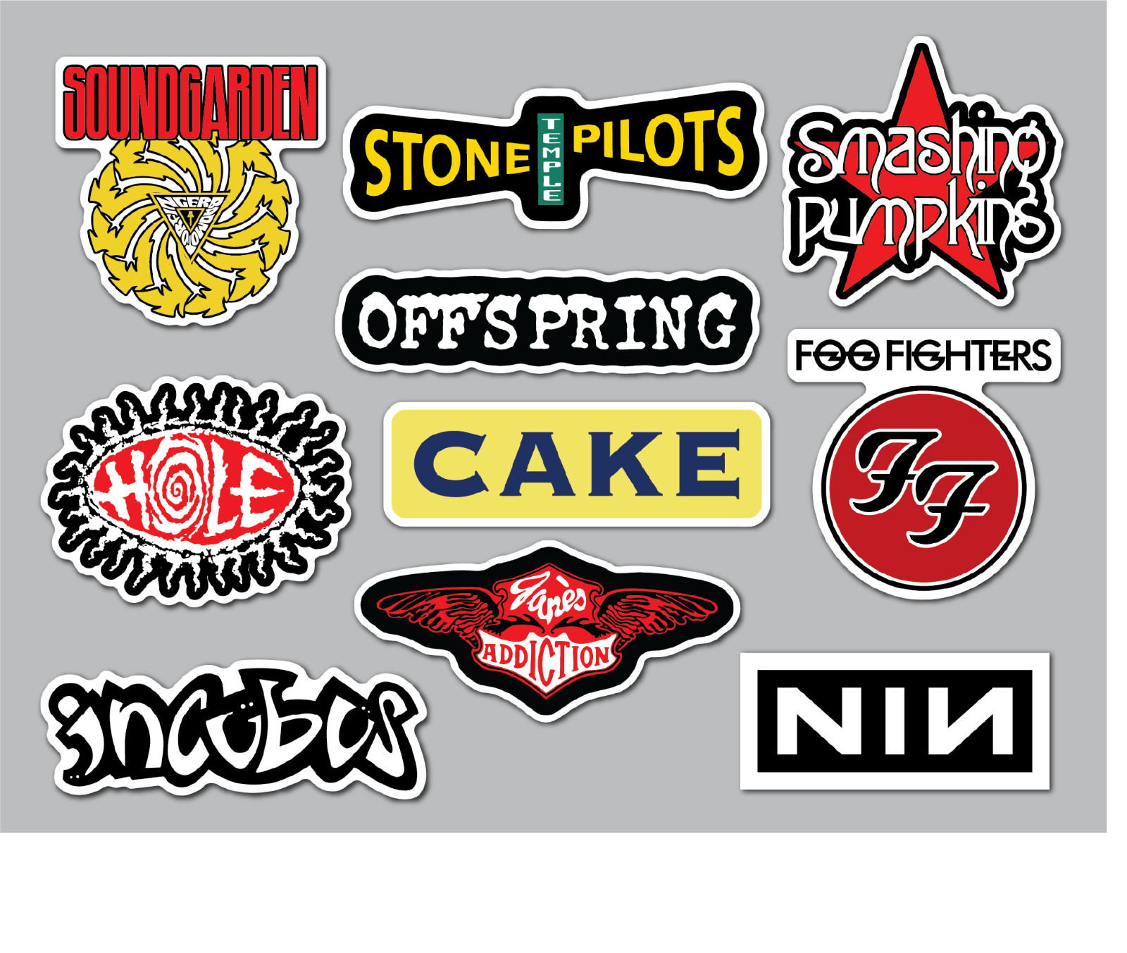 90's Alternative Vinyl Sticker Lot (10 Stickers) SET 2
