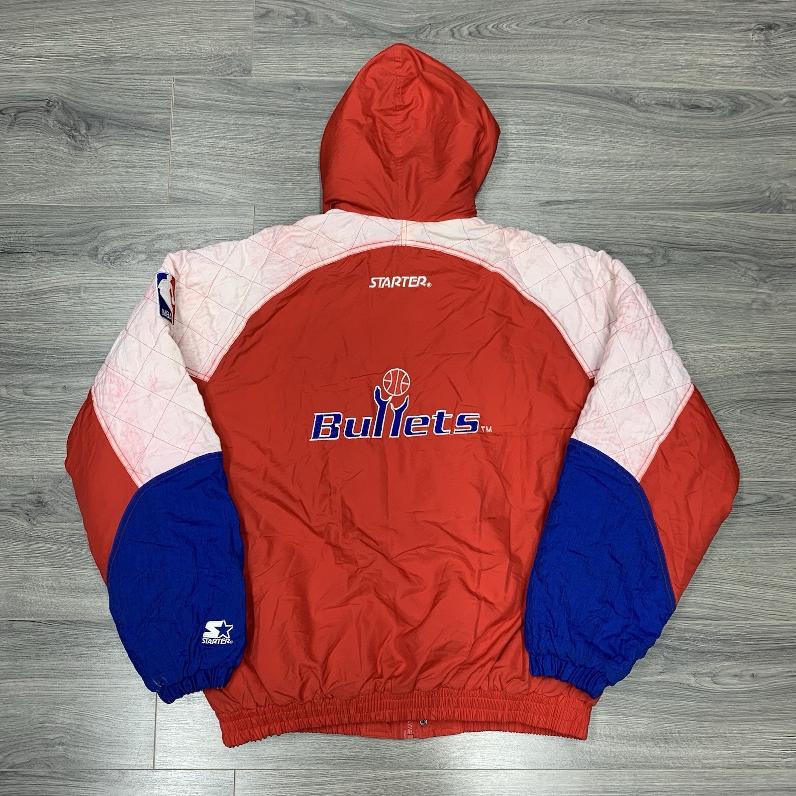 Vintage 1990S Starter Washington Bullets Jacket XL Rare Men’s Red Puffer NBA
