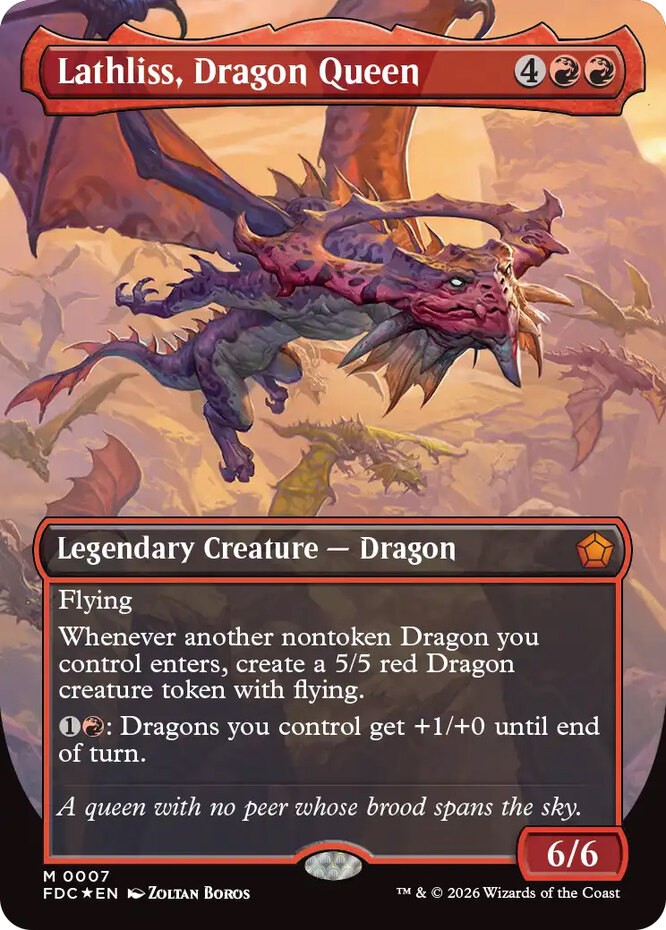 x1 Lathliss, Dragon Queen - Foil - Borderless M MTG Commander: Foundations M/NM,