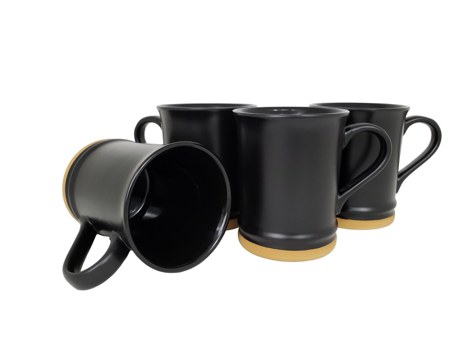 15oz Tall Ceramic Coffee Mugs Set of 4, Black