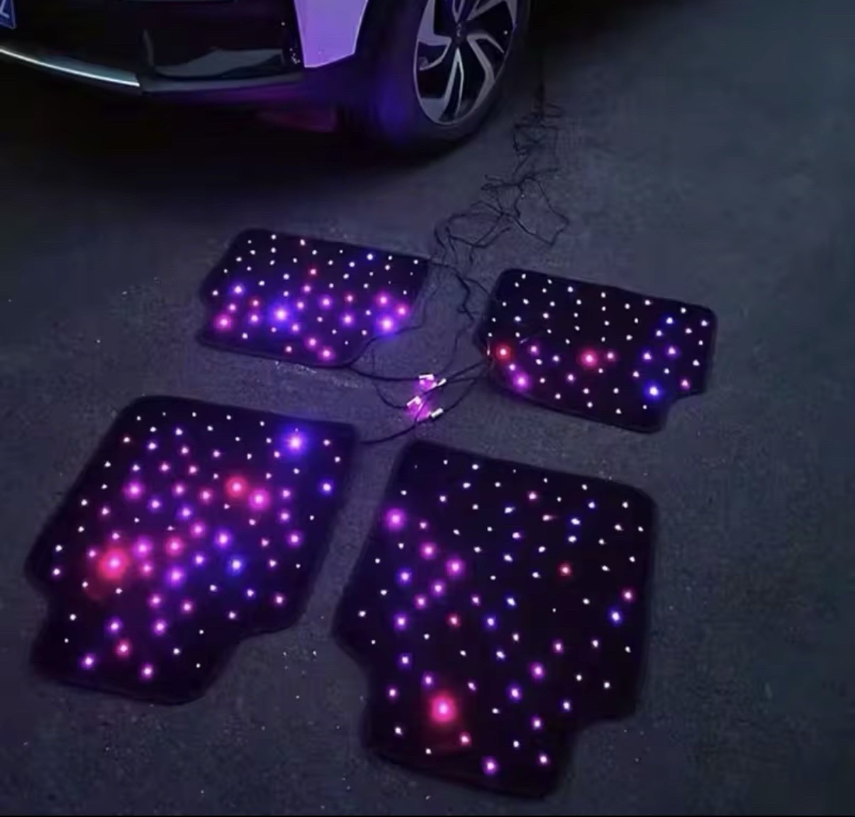 4pcs Starlight Floor Mats, LED Car Mats, Universal Fit Anti-Slip Waterproof Mats