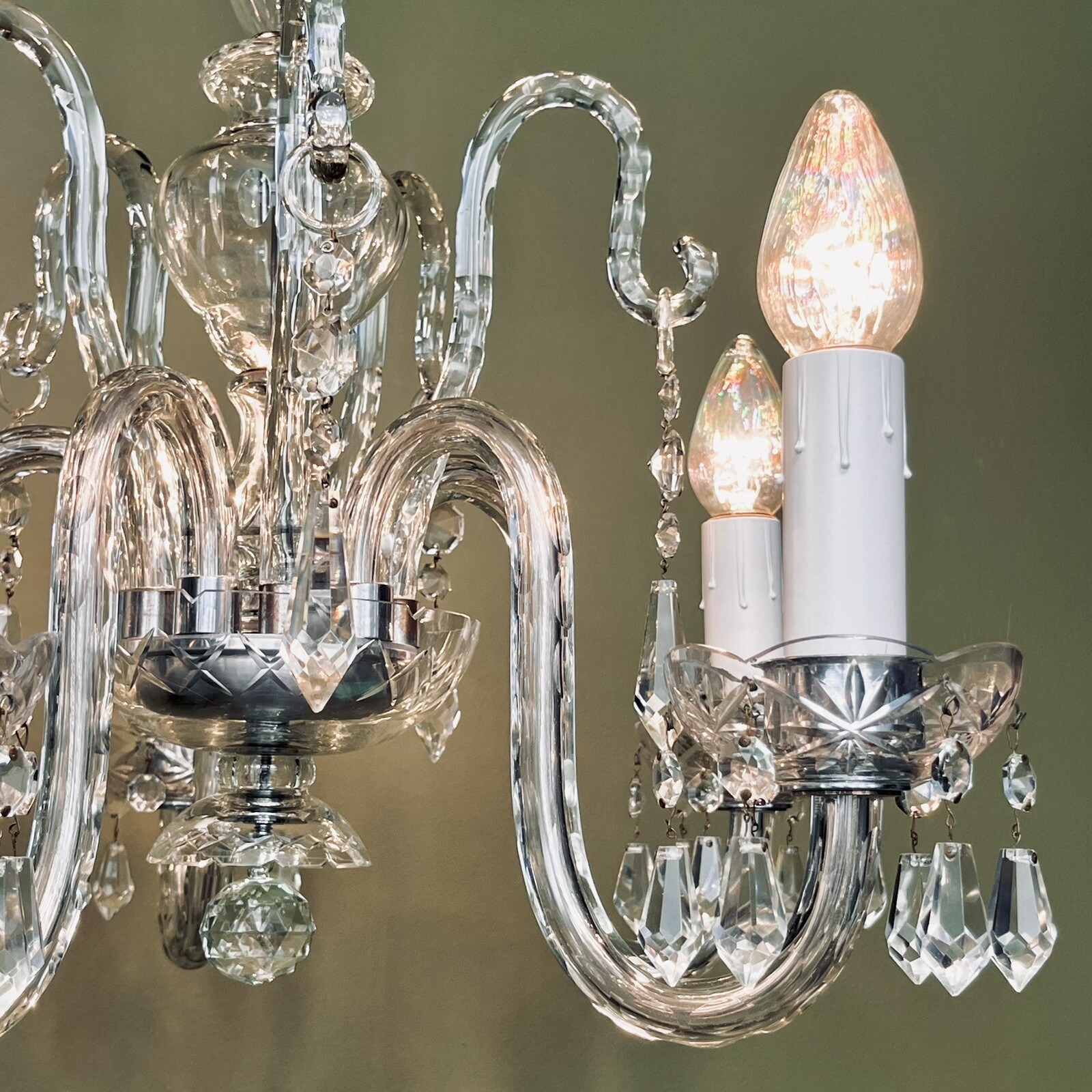 Vintage Antique 1940s LARGE High Quality Crystal Chandelier  - Restored