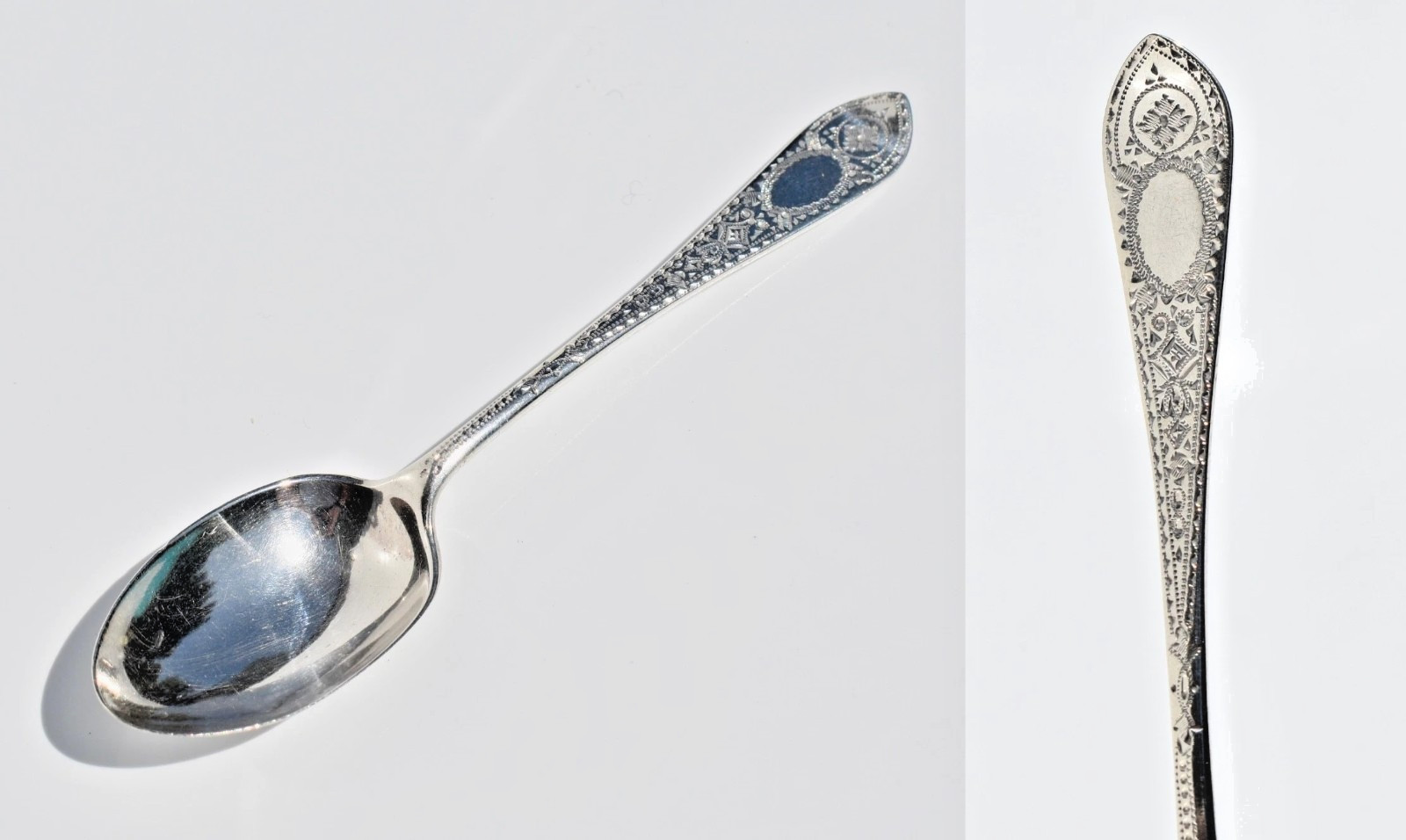 Victorian Sterling Silver Bright Cut Spoon - GMJ - London - 1892 Victorian Sterling Silver Bright Cut Spoon - GMJ - London - 1892