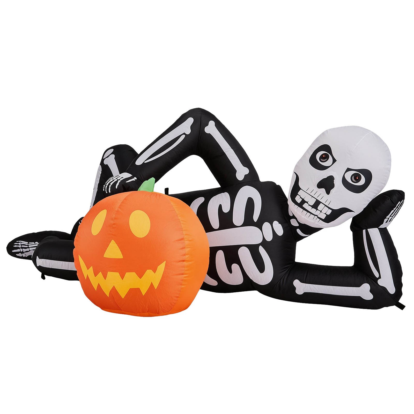 7ft Inflatable Halloween Decor with Lying Skeleton 7 Built-in LED Lights Black 7ft Inflatable Halloween Decor with Lying Skeleton 7 Built-in LED Lights Black