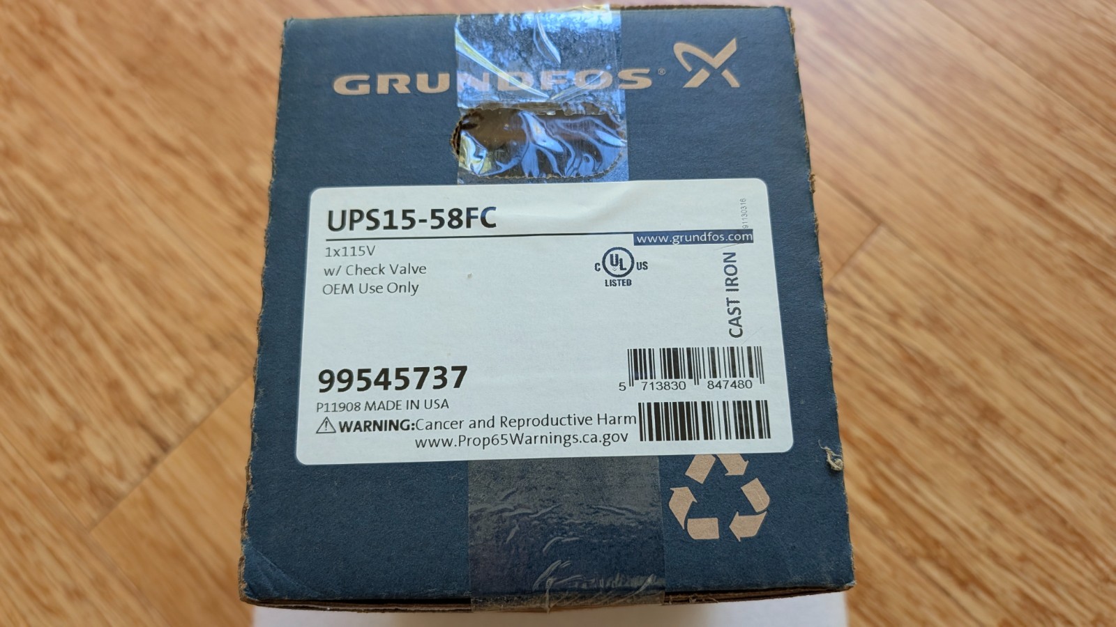 Grundfos UPS15-58FC 3-Spd Circulator Pump, IFC 59896341 - NEW Grundfos UPS15-58FC 3-Spd Circulator Pump, IFC 59896341 - NEW