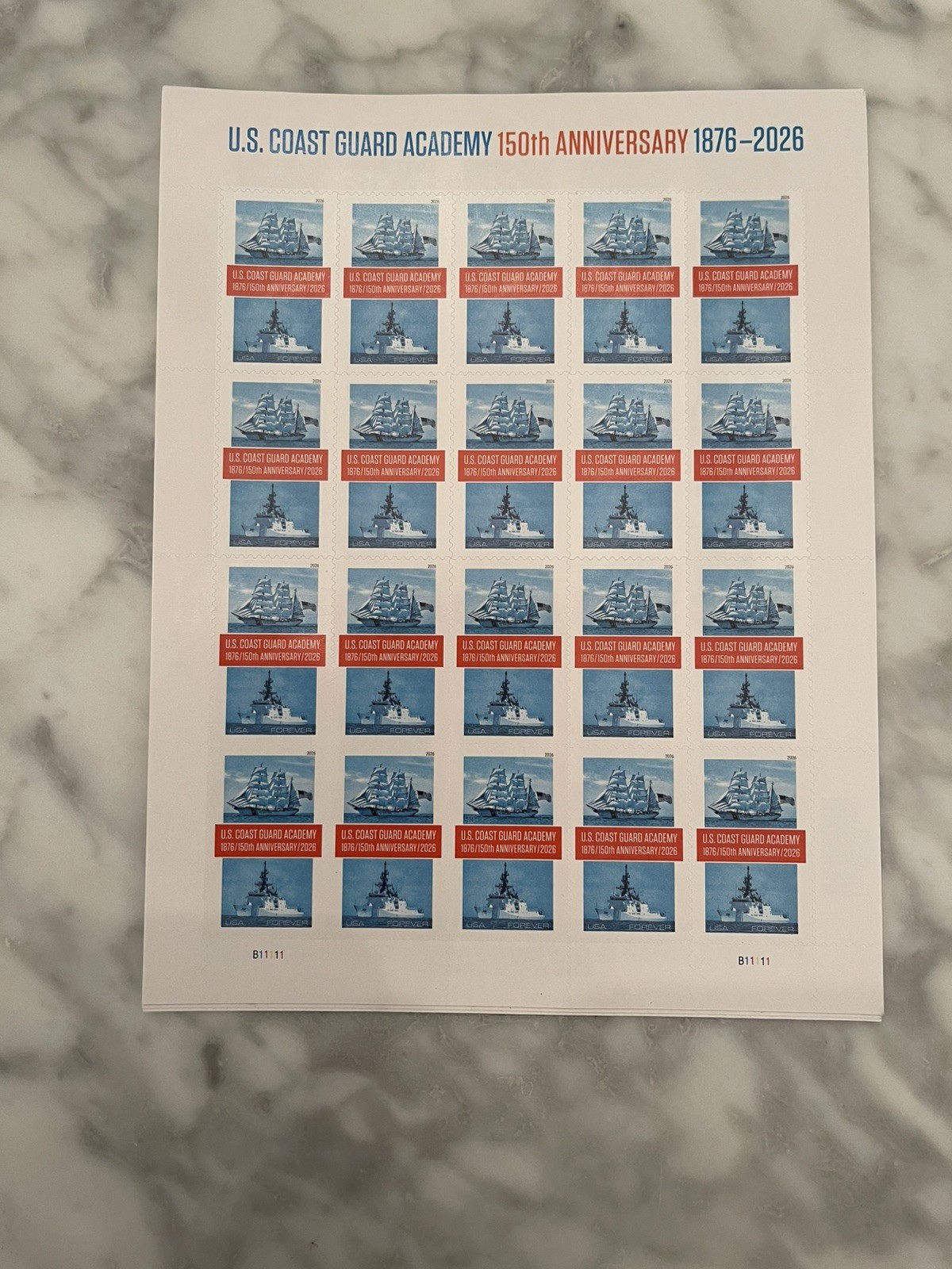US 6117 Coast Guard Academy Full sheet Of 20 MNH 2026. New And Attractive US 6117 Coast Guard Academy Full sheet Of 20 MNH 2026. New And Attractive